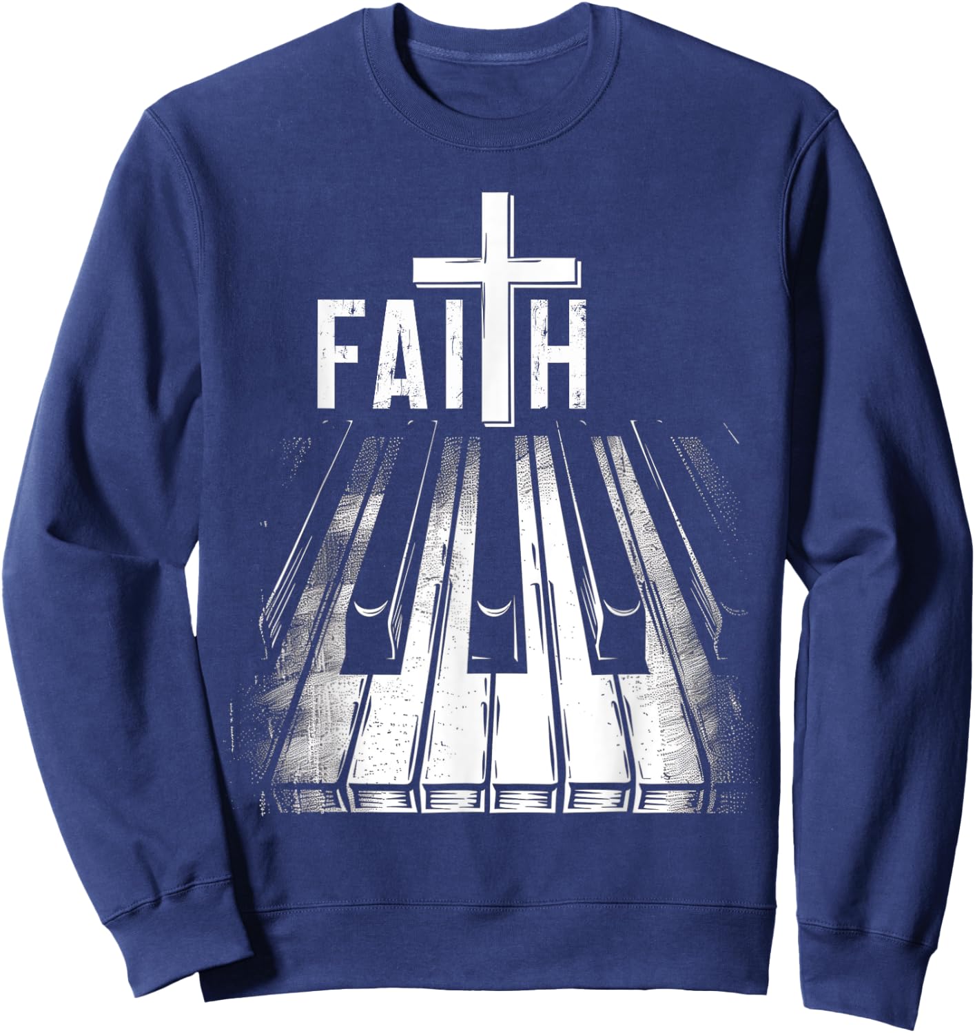 Piano Christian Faith Cross Classical Music Organ Pianist Sweatshirt - Sweatshirt | Navy