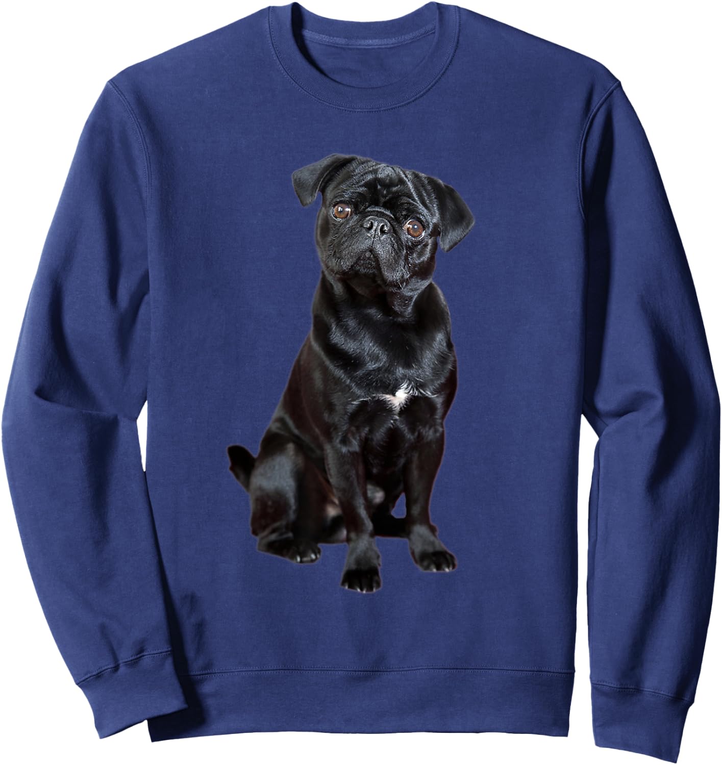 Black Pug Dog For Dog Mom Dad Funny Cute Black Pug Sweatshirt - Sweatshirt | Navy
