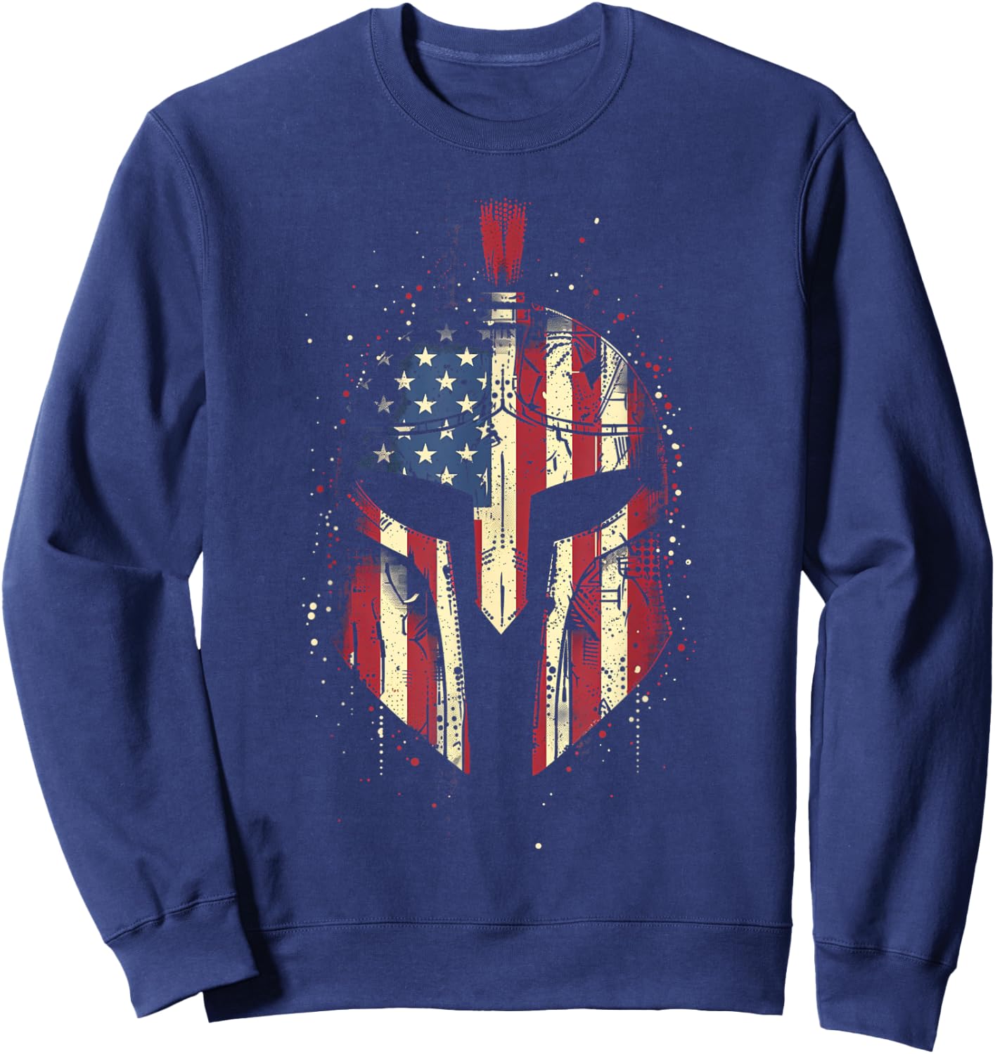 Spartan Helmet USA Flag Patriotic Veteran Grunge Distressed Kids Men Sweatshirt - Sweatshirt | Navy
