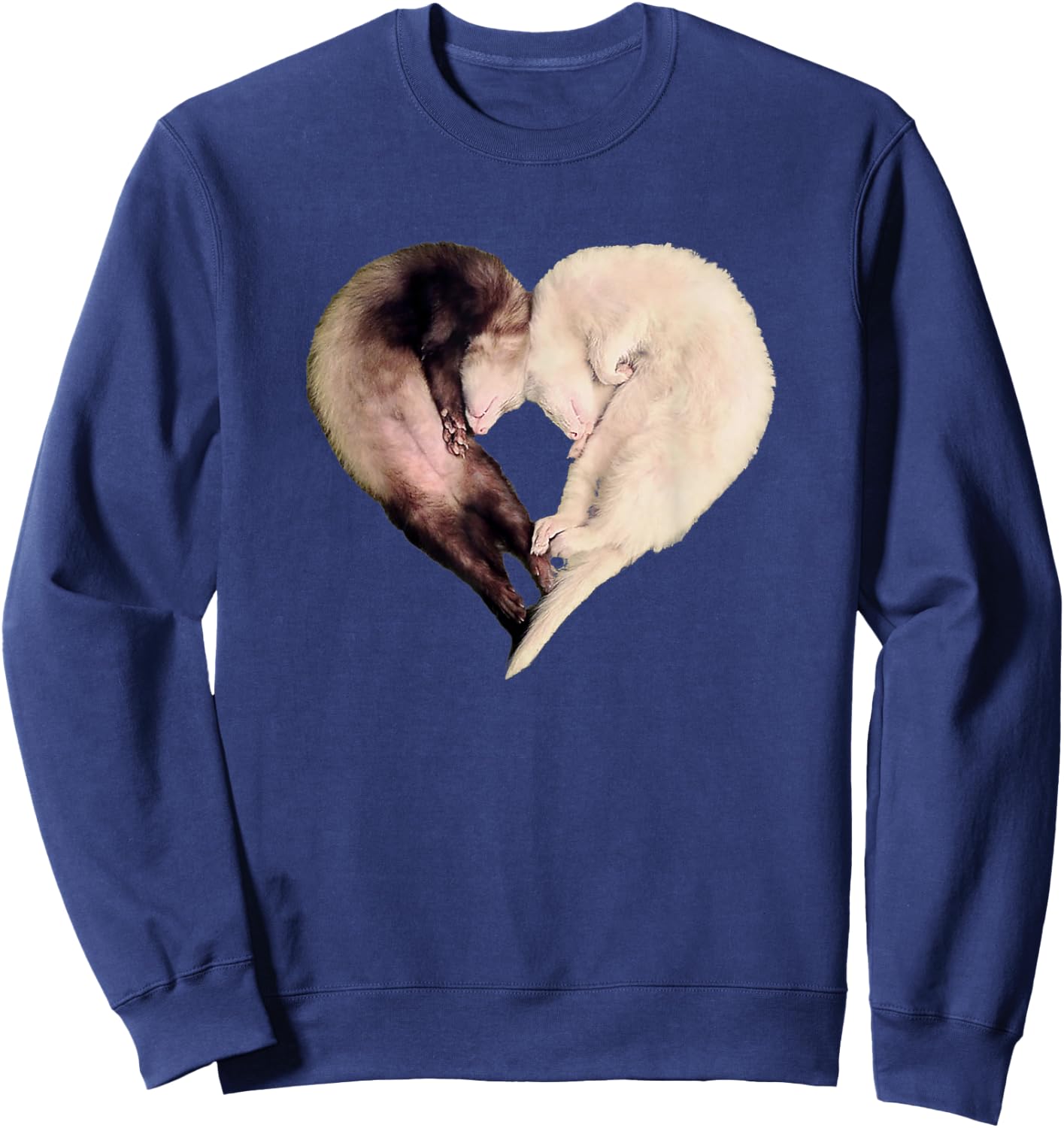 I Love My Funny Ferret Heart Graphic Ferret Owner Sweatshirt - Sweatshirt | Navy