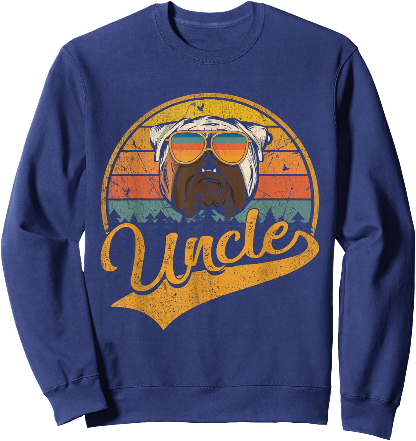 Father's Day Gifts Retro Vintage English Bulldog Uncle Women Girls Kids Sweatshirt - Sweatshirt | Navy
