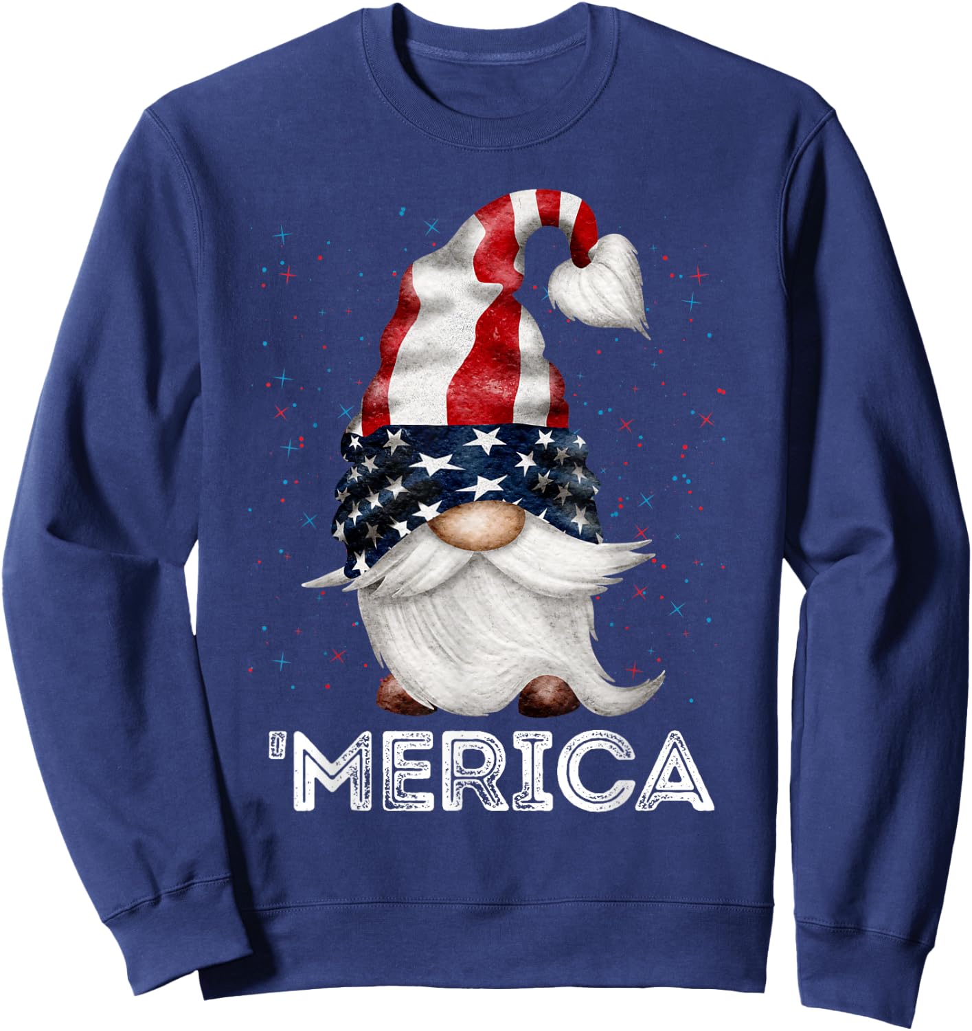 4th of July Patriotic Gnome American Flag Colored Gnome Sweatshirt - Sweatshirt | Navy