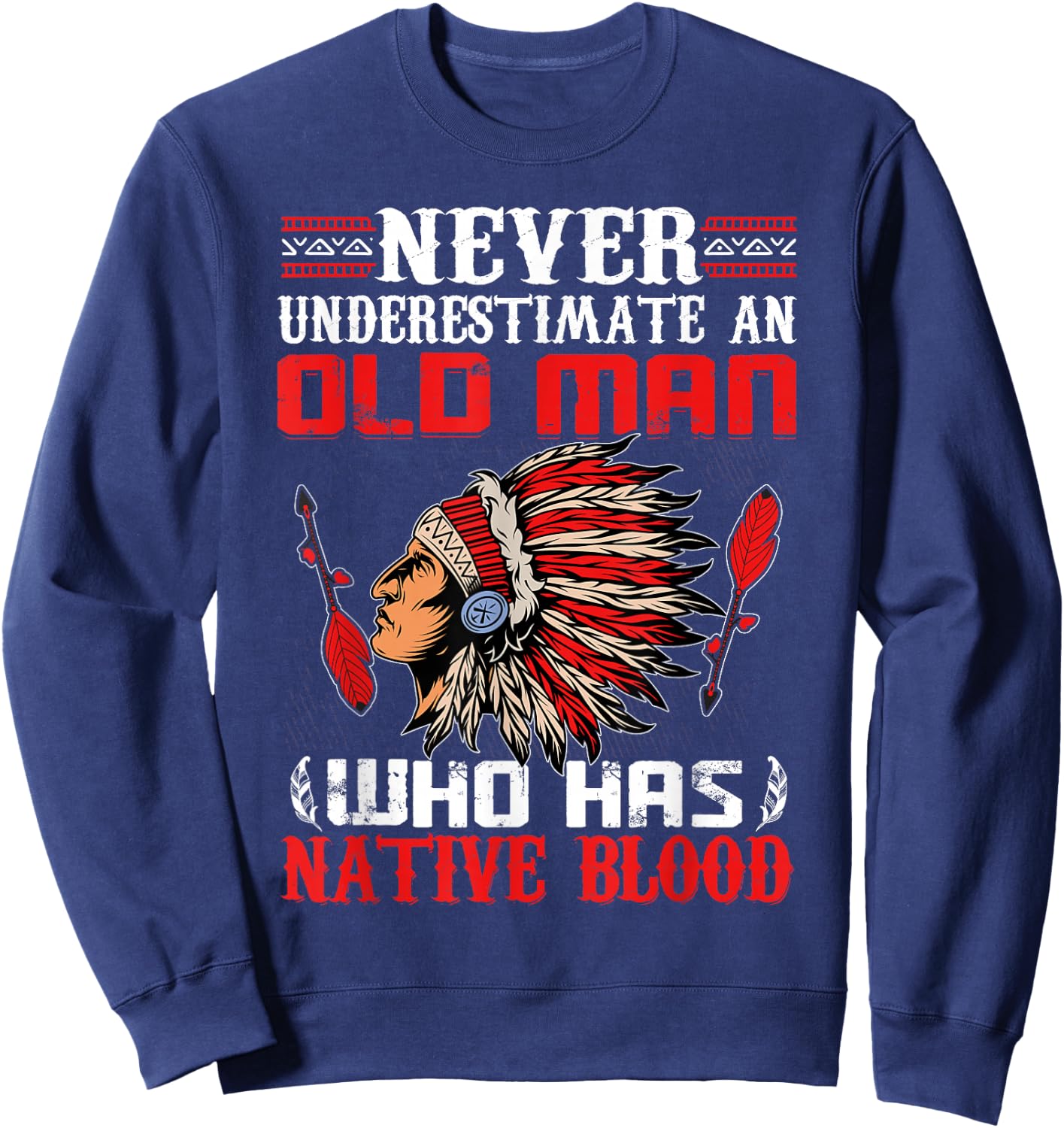 Native American Art Lover Chief Native Indian Sweatshirt - Sweatshirt | Navy