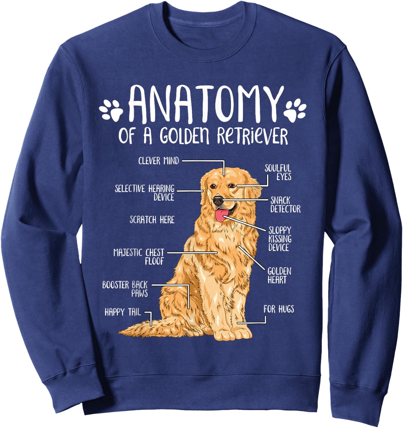 Funny Anatomy Golden Retriever Dog Lover Men Women Girls Kids Sweatshirt - Sweatshirt | Navy