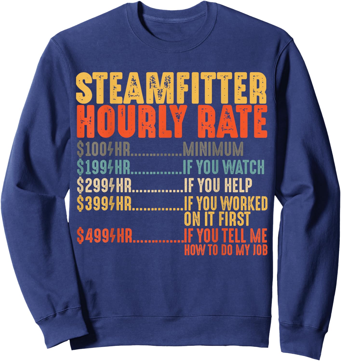 Steamfitter Hourly Rate Funny Gifts for Pipefitter Sweatshirt - Sweatshirt | Navy
