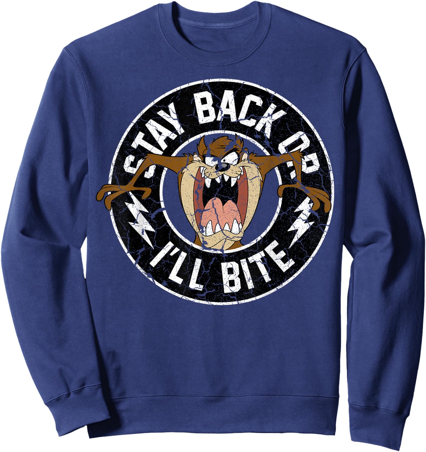 Looney Tunes Taz Stay Back Or I'll Bite Sweatshirt - Sweatshirt | Navy