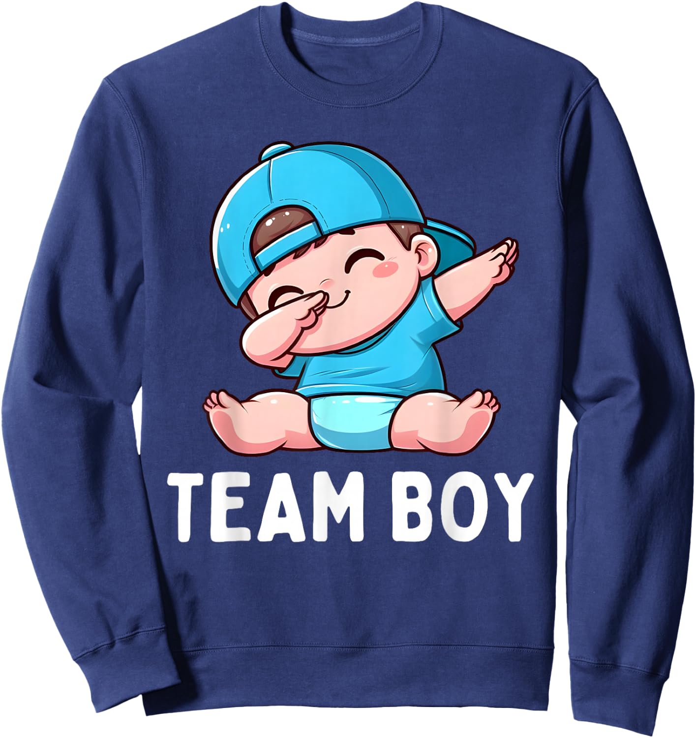 Gender Reveal Party Day Team Boy Dabbing Baby Blue Teams Sweatshirt - Sweatshirt | Navy