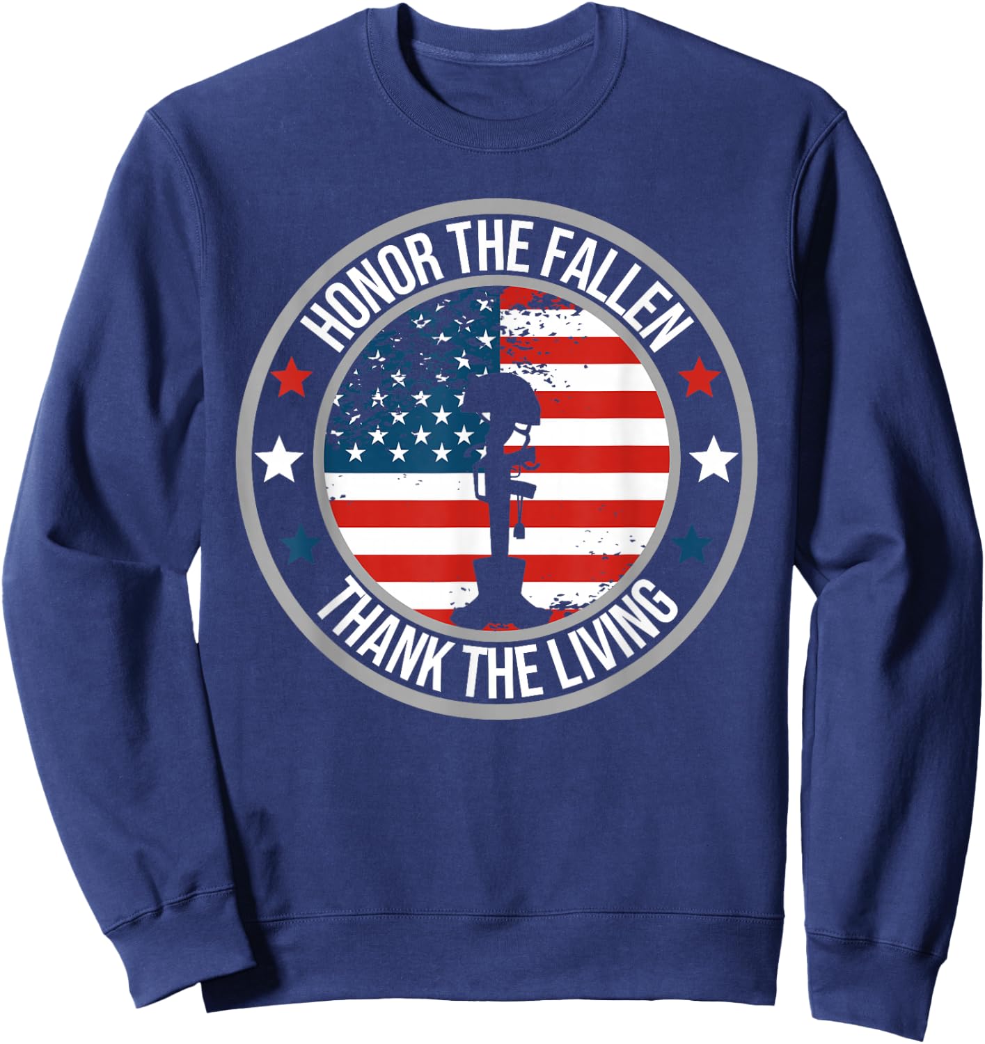 Honor The Fallen Thank The Living Memorial Day Veteran Flag Sweatshirt - Sweatshirt | Navy