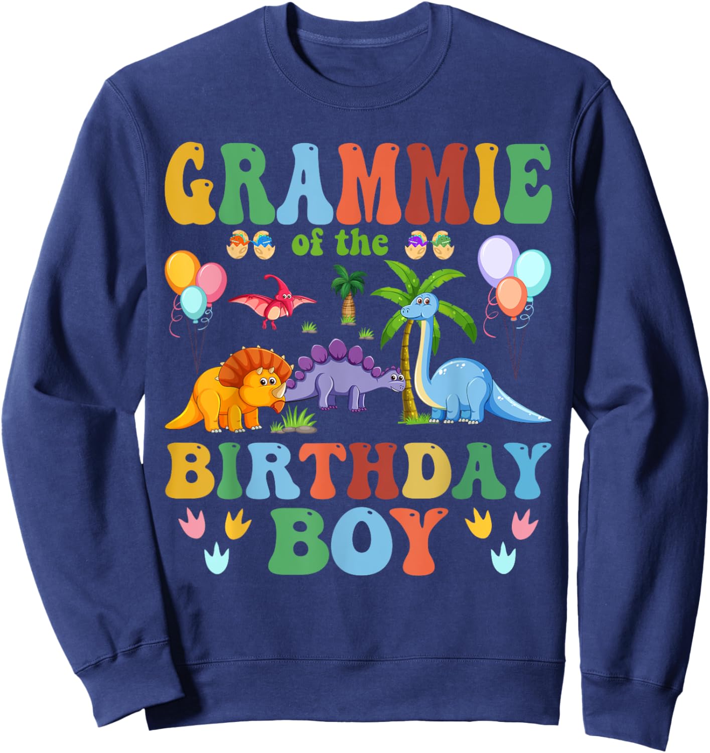Grammie of the Birthday Boy T-Rex RAWR Dinosaur Birthday boy Sweatshirt - Sweatshirt | Navy