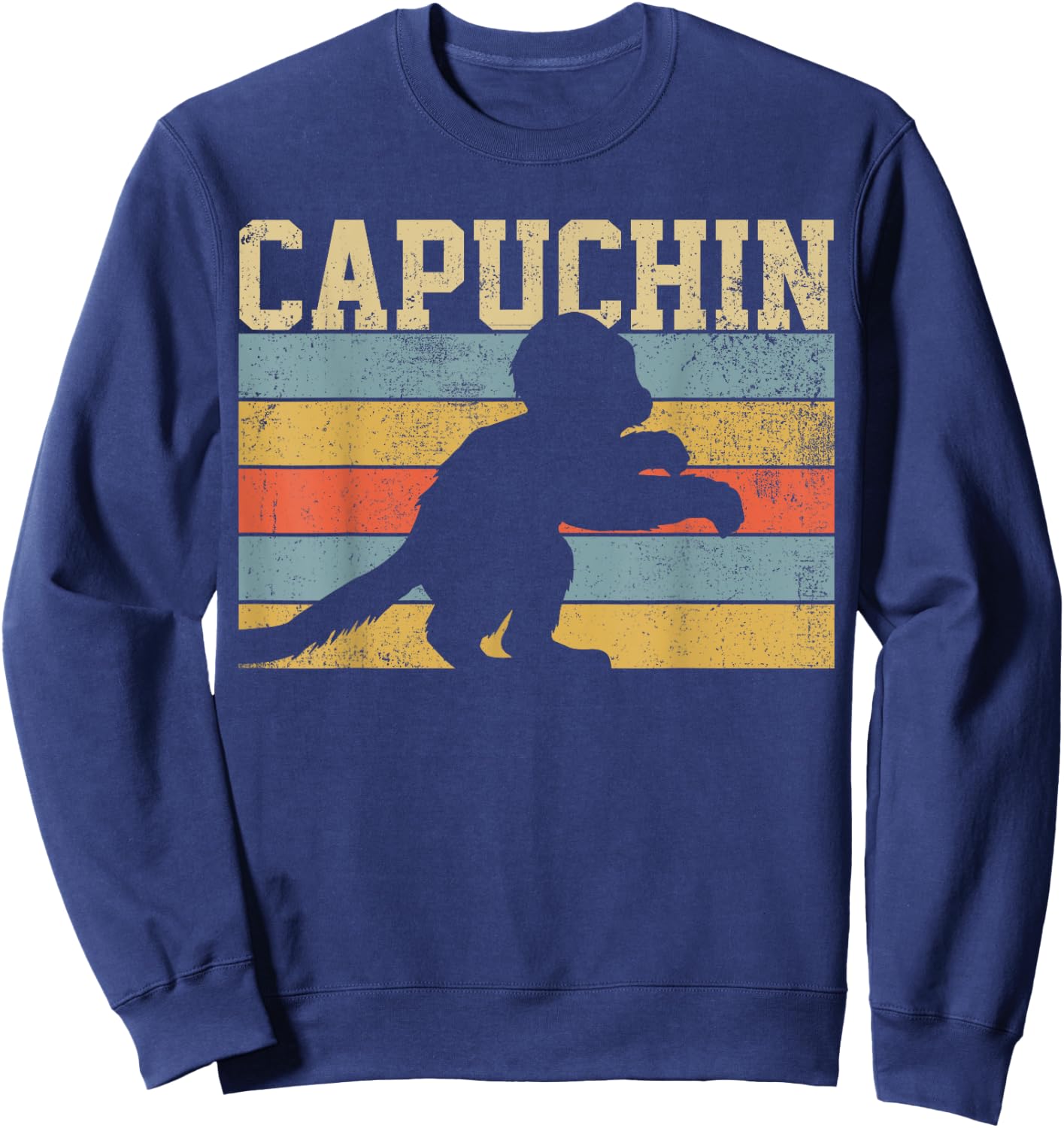 Capuchin Monkey Vintage Retro Sweatshirt - Sweatshirt | Navy