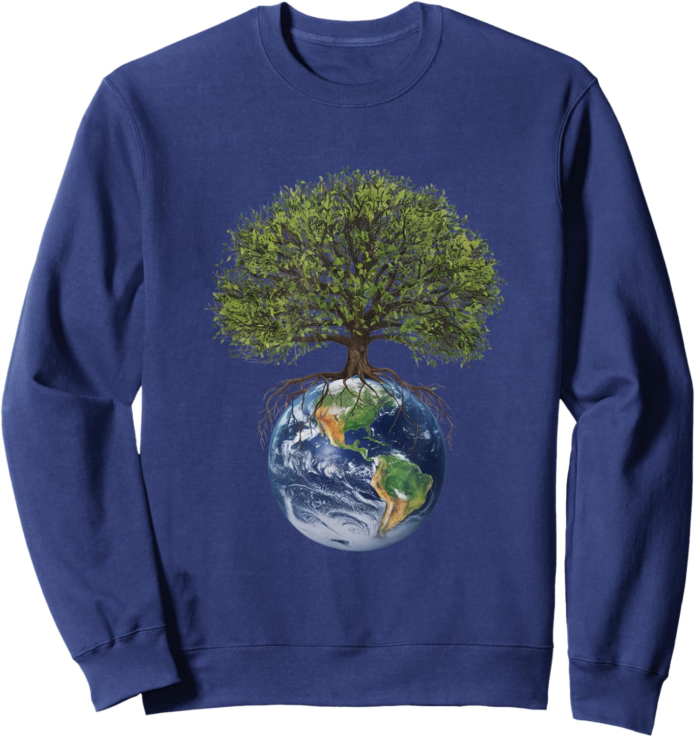 Earth and Tree Environmental Awareness Sustainability Design Sweatshirt - Sweatshirt | Navy