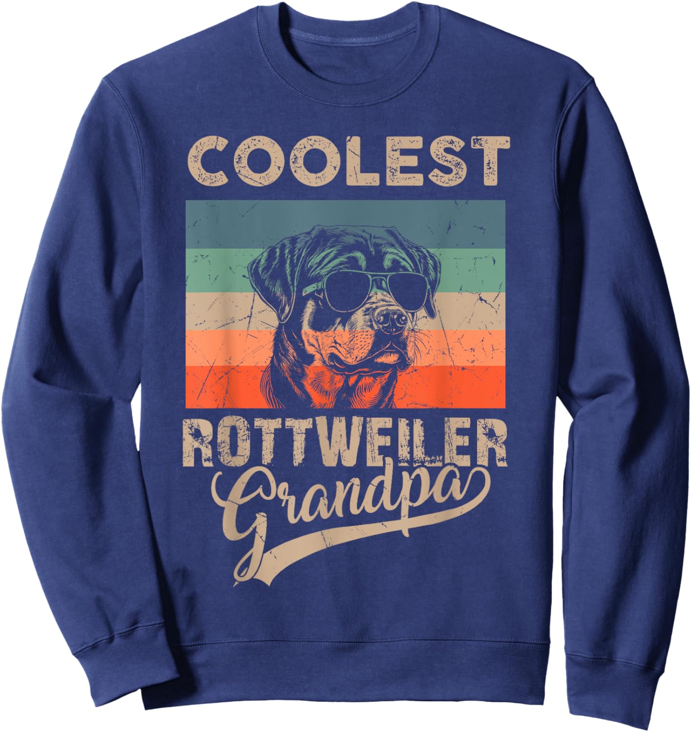 Coolest Rottweiler Grandpa Men Gifts Funny Dog Grandpa Retro Sweatshirt - Sweatshirt | Navy