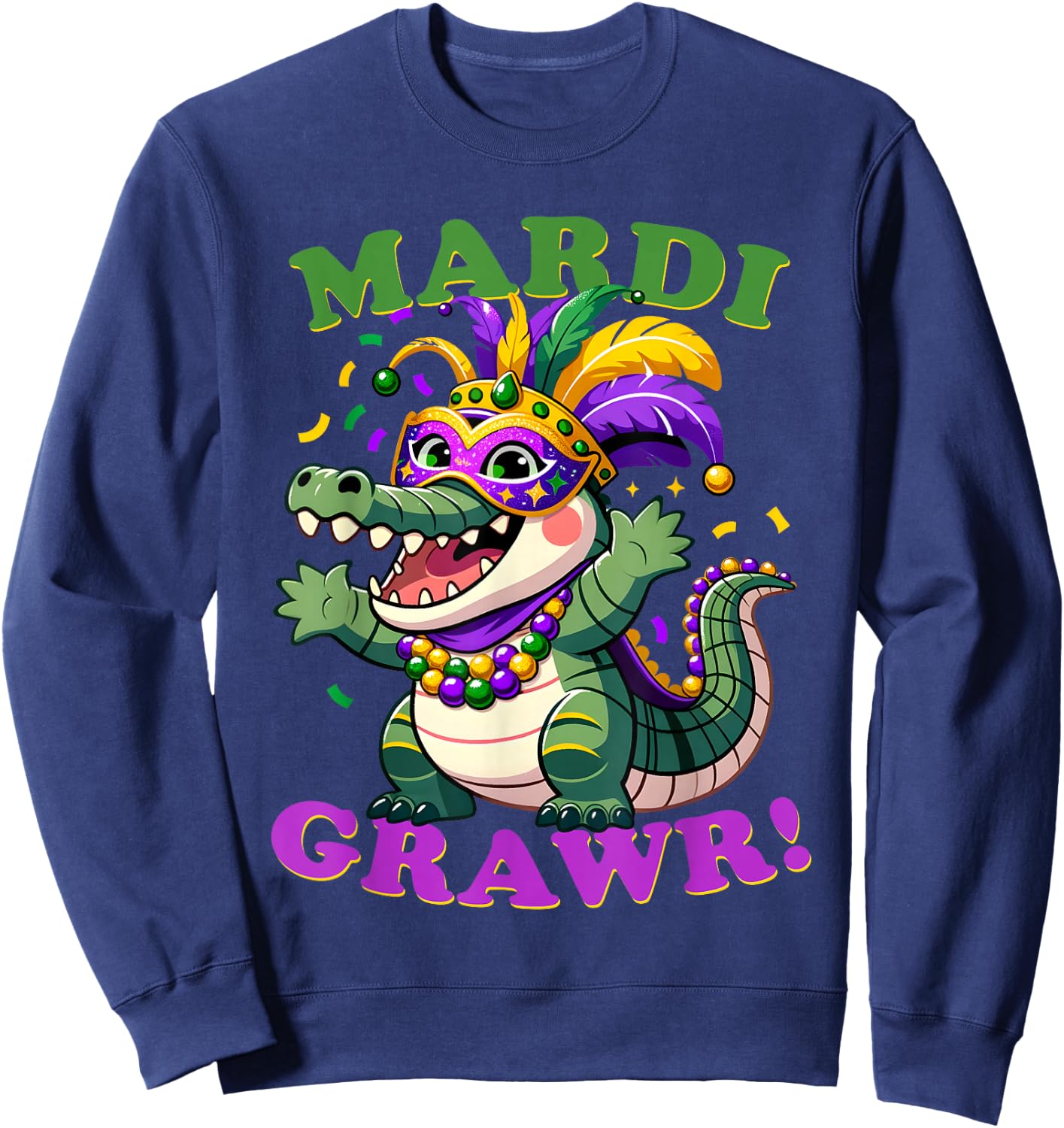 Crocodile Mardi Grawr Costume Mardi Gras Gator Men Women Kid Sweatshirt - Sweatshirt | Navy