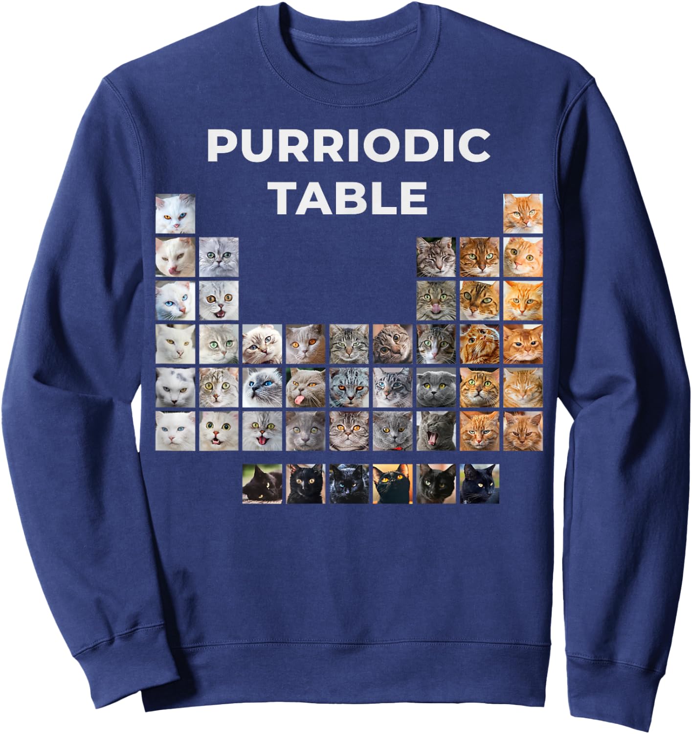 Funny Cat Chemistry Pun Periodic Table Sweatshirt - Sweatshirt | Navy