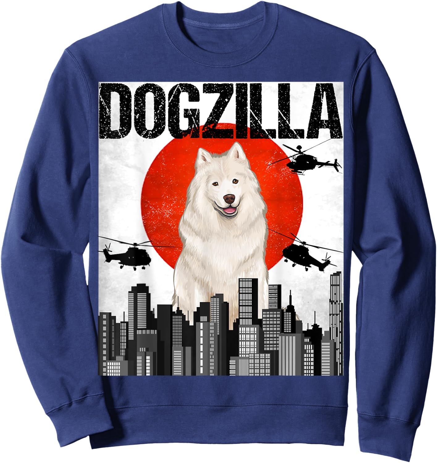 Funny Vintage Japanese Dogzilla Samoyed Sweatshirt - Sweatshirt | Navy