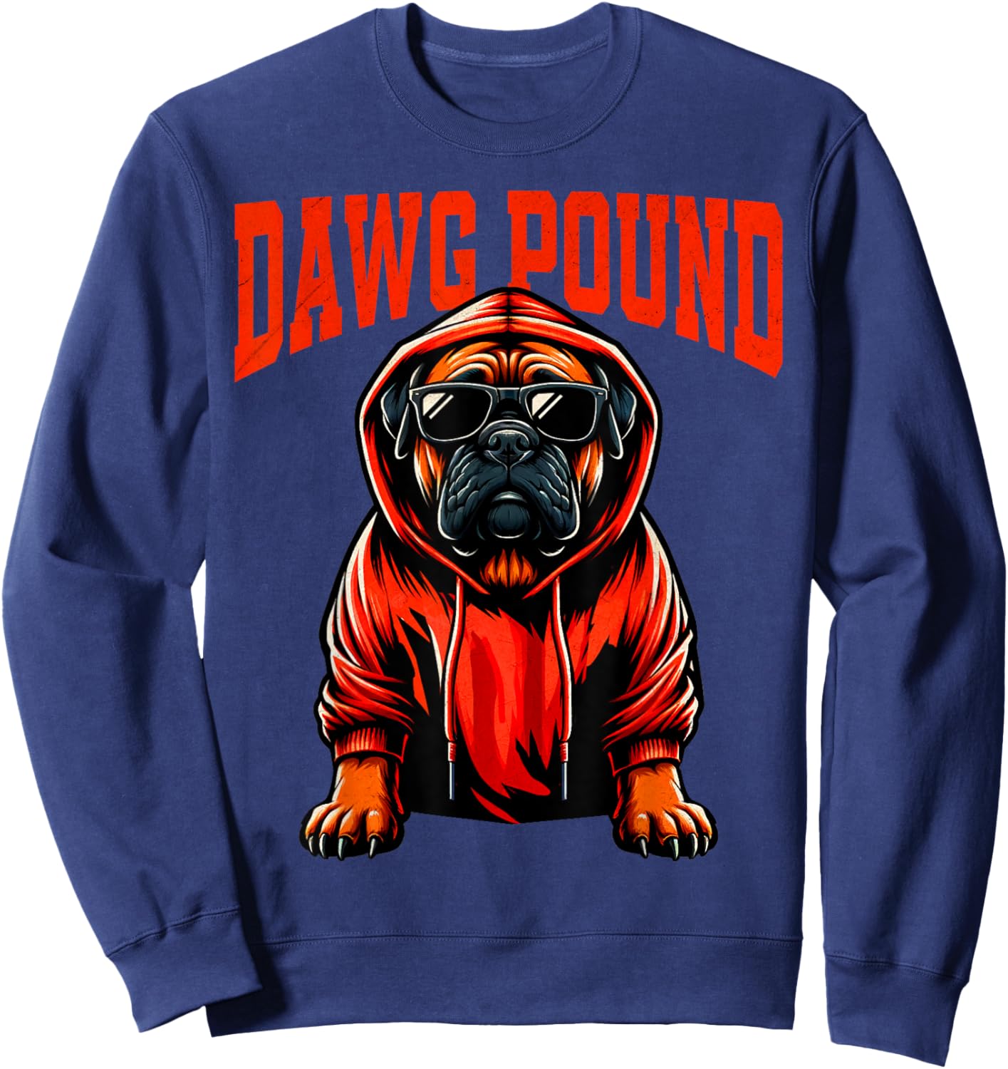 Graphic Last Name Cleveland Gifts | Vintage DAWG Dog Pound , Small, Brown Sweatshirt - Sweatshirt | Navy
