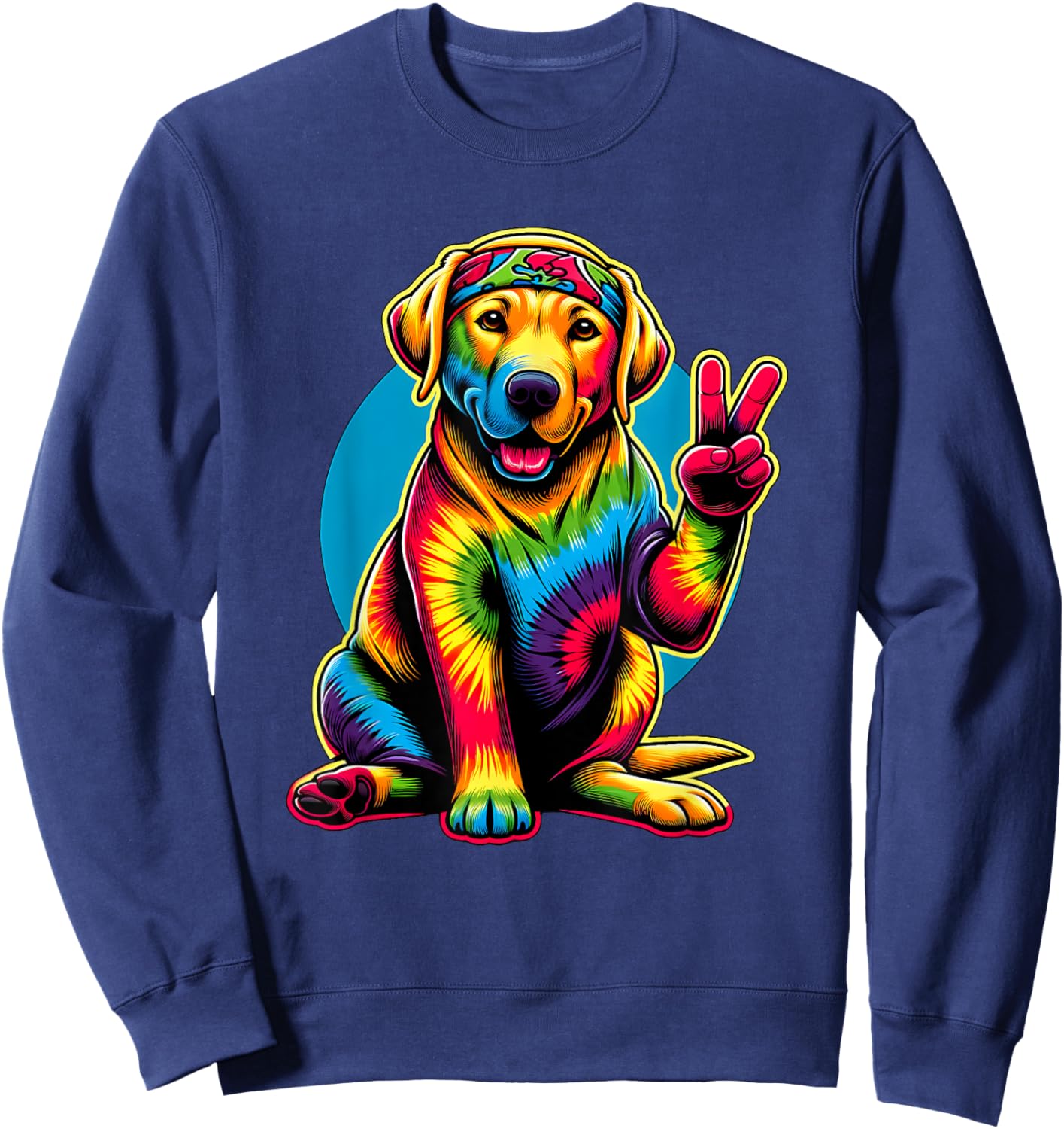 Peace Sign Tie Dye Labrador Retriever dog Sweatshirt - Sweatshirt | Navy