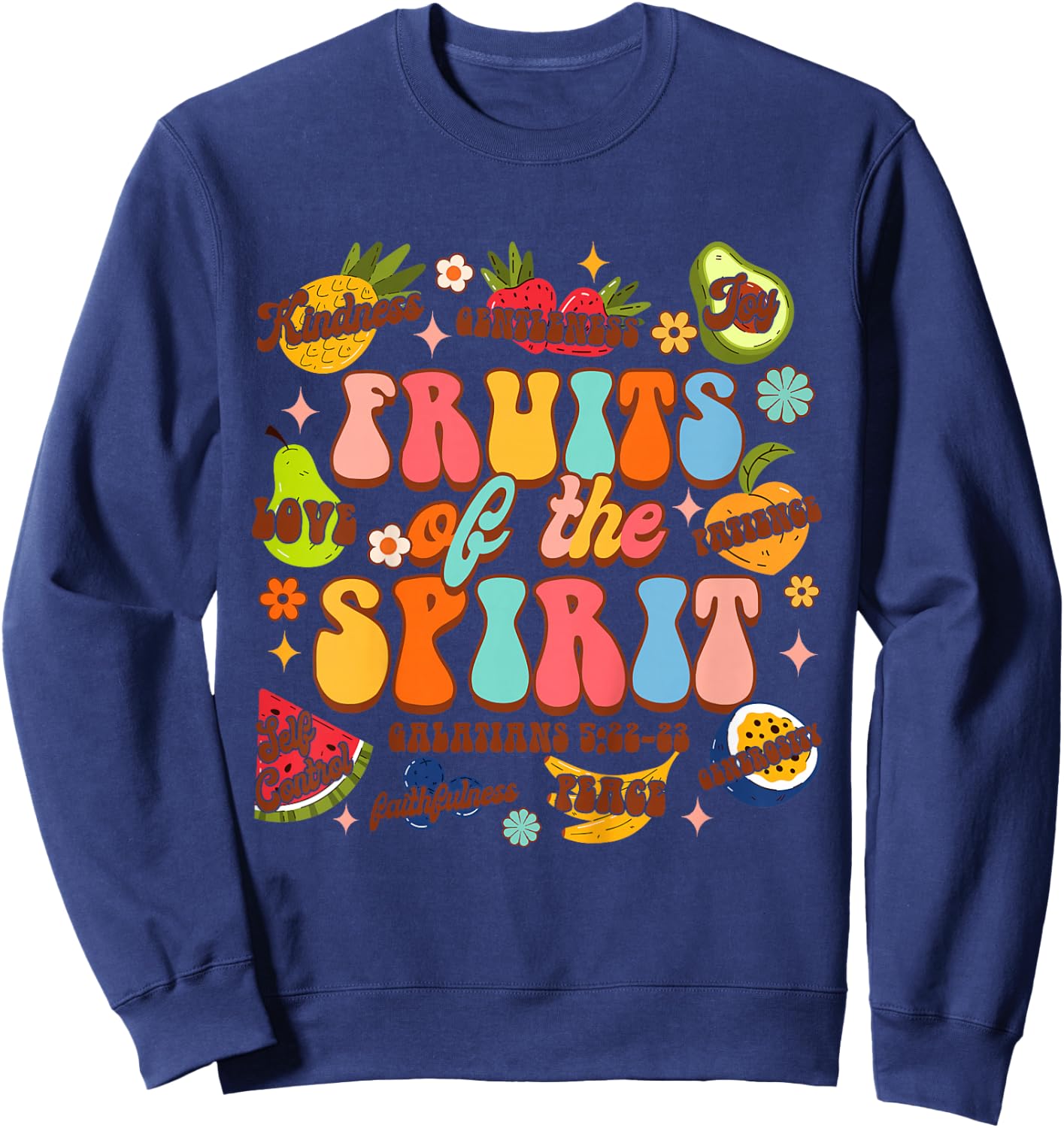 Kids Christian Jesus God Religious Baby Fruits Of The Spirit Sweatshirt - Sweatshirt | Navy