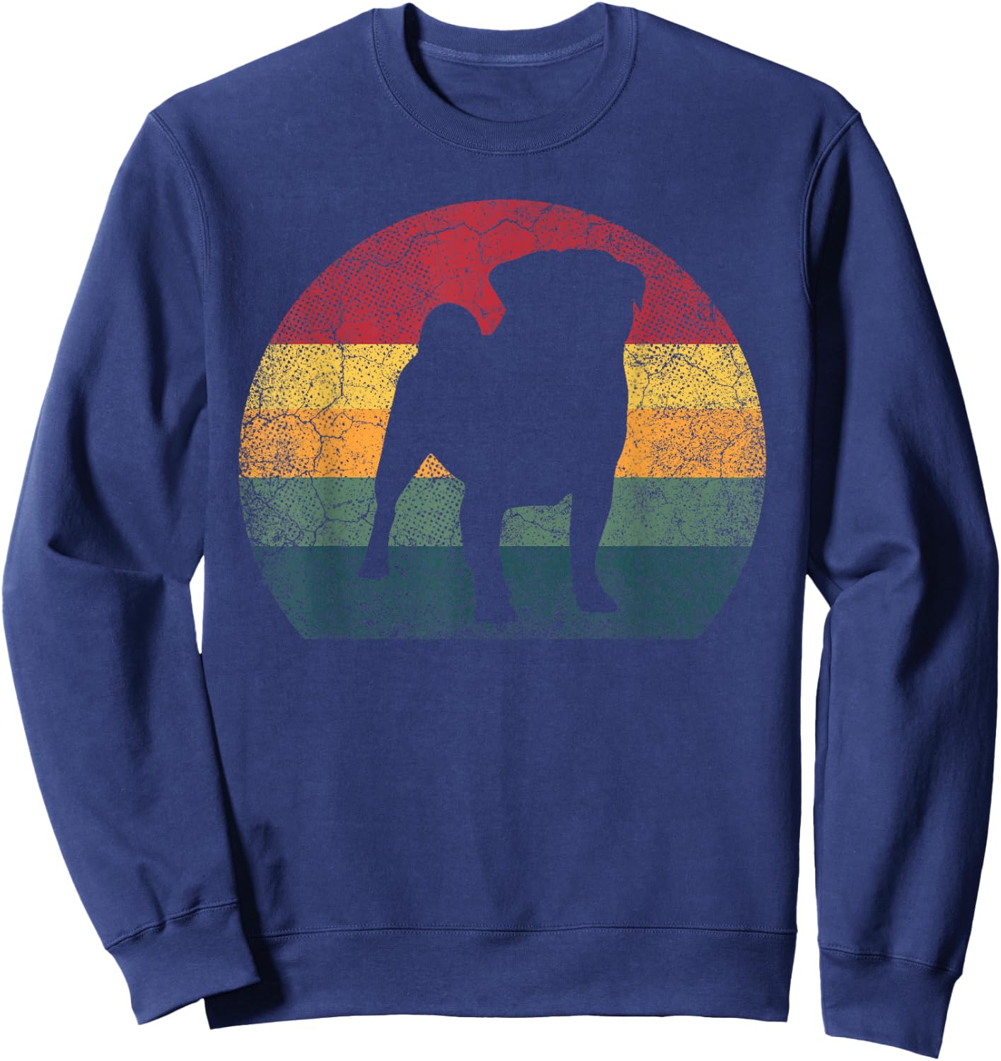 Pug Dog Vintage Distressed Retro Style Men Women Kids Gift Sweatshirt - Sweatshirt | Navy