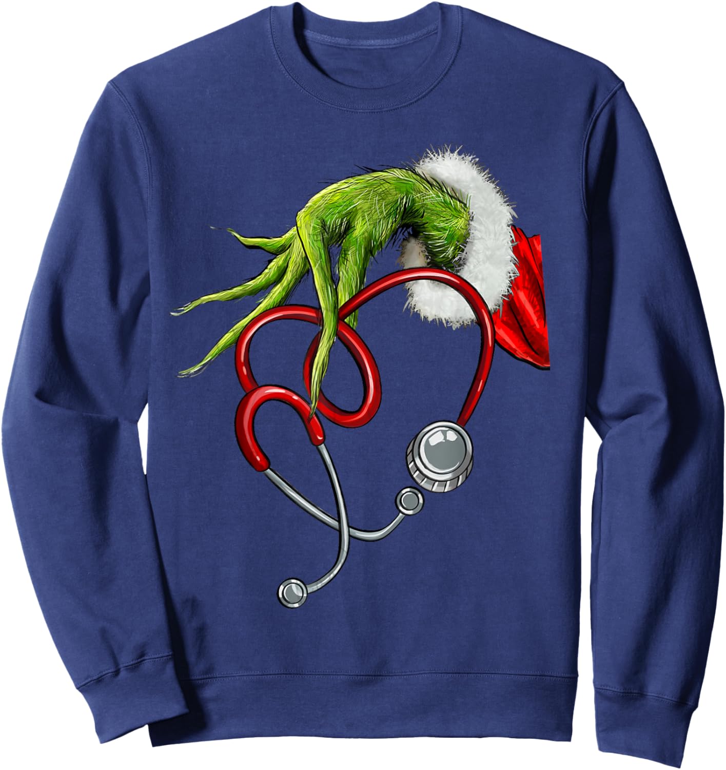 Nurse Funny Merry Christmas Stethoscope Nursing Xmas Pajamas Sweatshirt - Sweatshirt | Navy