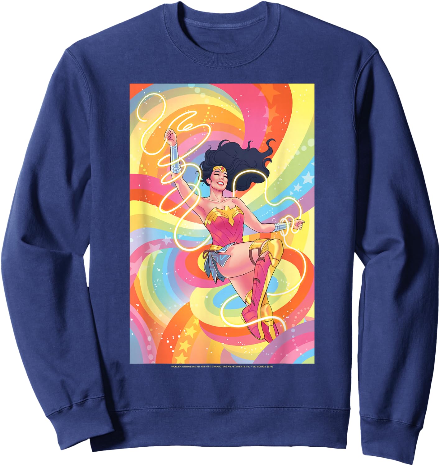 DC Comics Pride Wonder Woman Rainbow Retro Sweatshirt - Sweatshirt | Navy