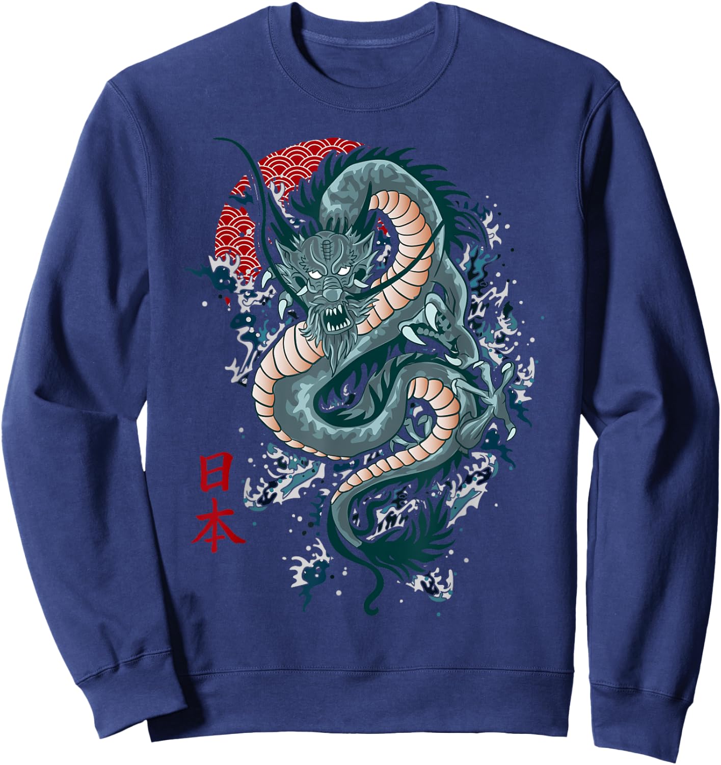 Traditional Japanese Art Dragon Shirt Japanese Shirt Dragon Sweatshirt - Sweatshirt | Navy