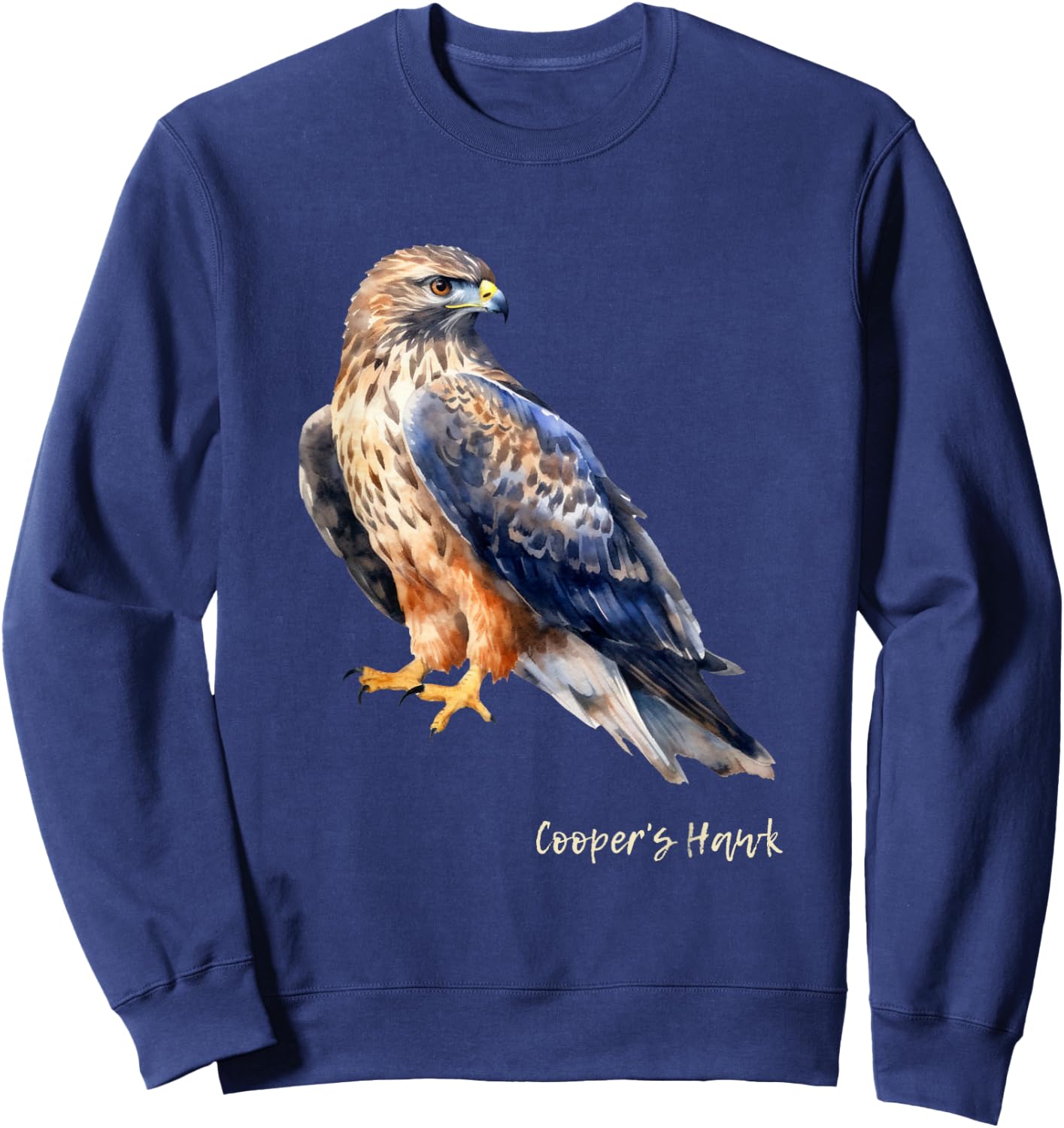 Cooper's Hawk Graphic Wildlife Birder Sweatshirt - Sweatshirt | Navy