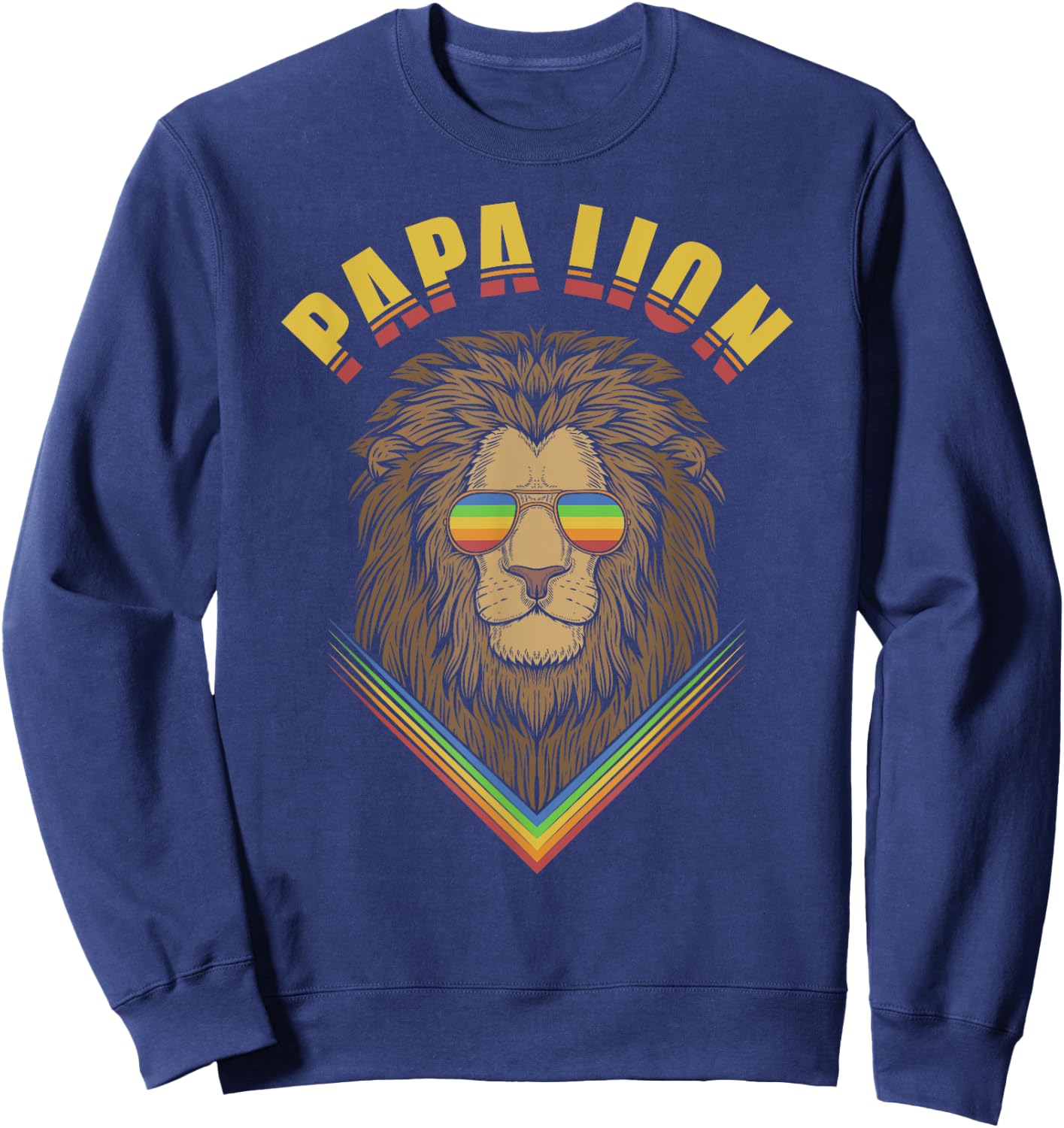 papa lion Retro for lovers lions in dad father's day animal Sweatshirt - Sweatshirt | Navy