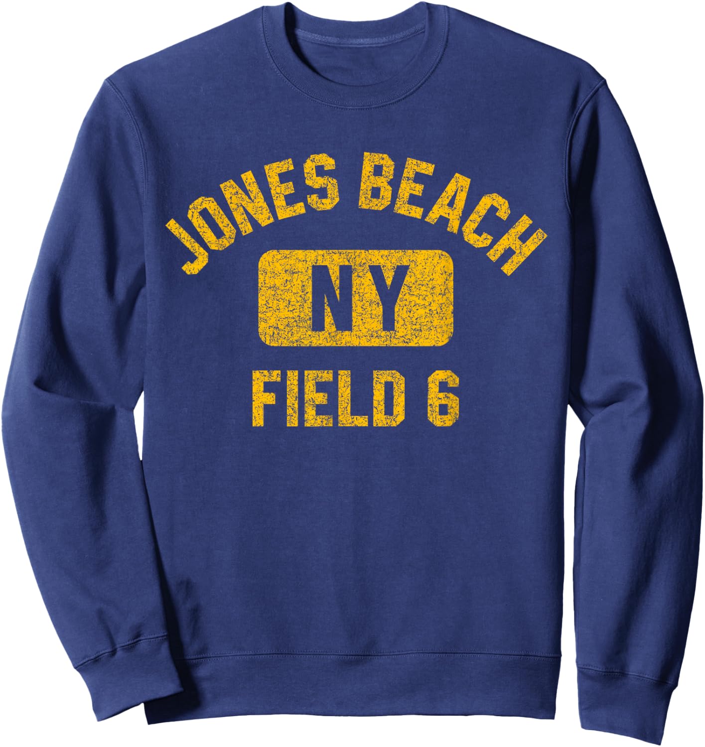 Jones Beach Field 6 NY Gym Style Distressed Amber Print Men Women Girls Kids Sweatshirt - Sweatshirt | Navy