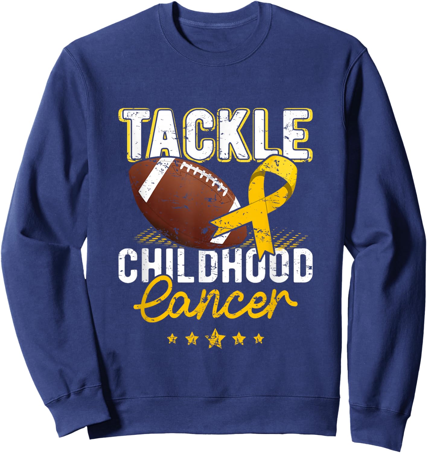 Childhood Tackle Childhood Cancer Awareness Football Gold Sweatshirt - Sweatshirt | Navy