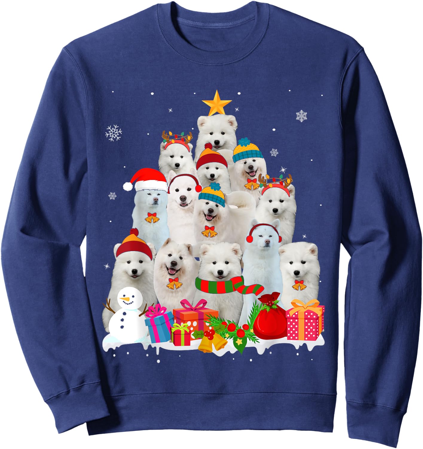 Funny Samoyed Christmas Tree Pet Dog Lover Gift Sweatshirt - Sweatshirt | Navy