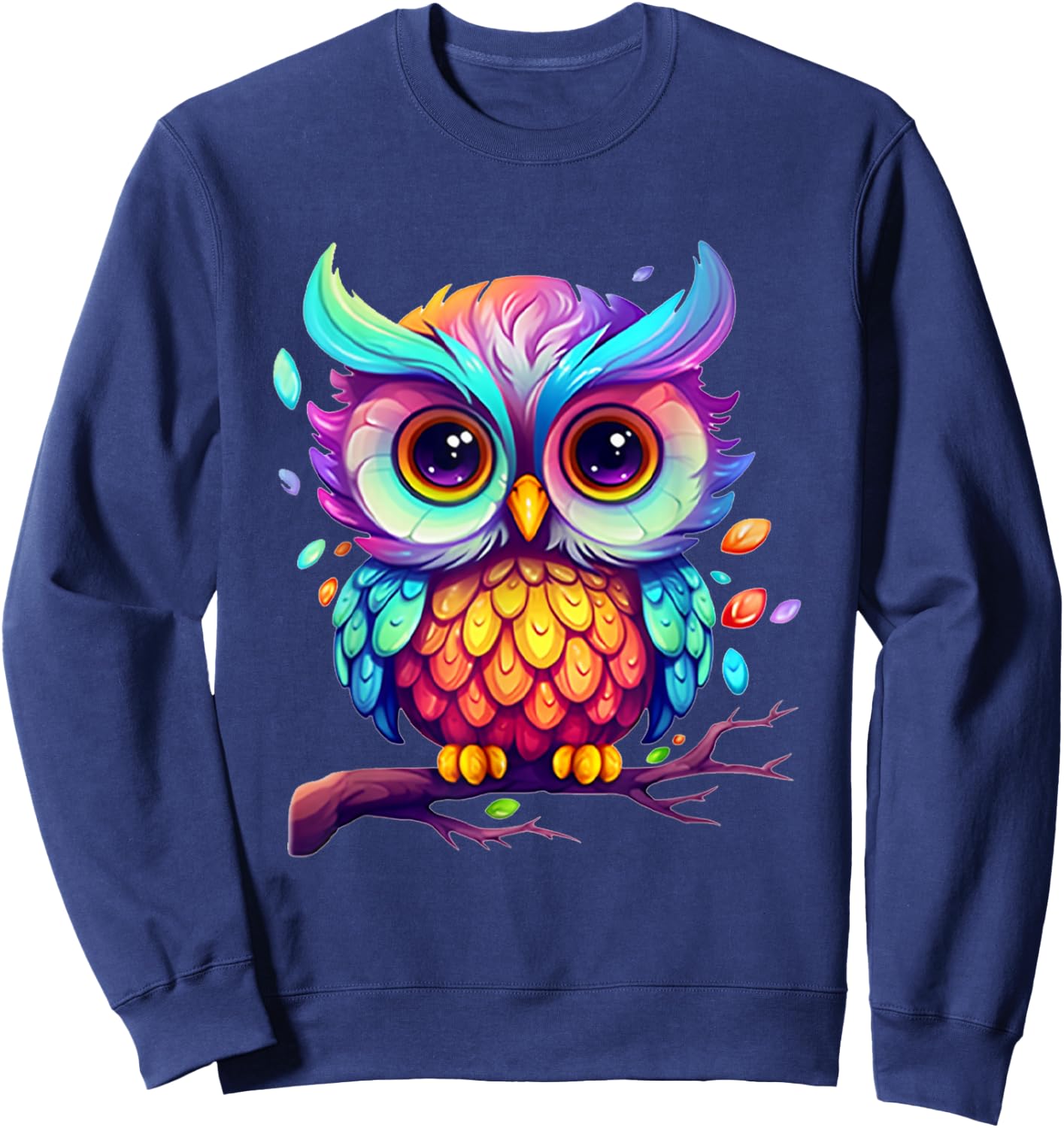 Cute Colorful Owl Art Women Kids Boys Girls Owl Sweatshirt - Sweatshirt | Navy
