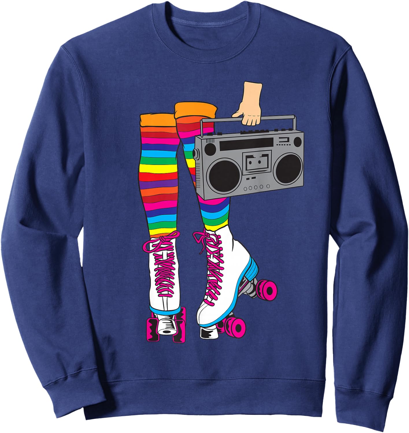 Retro Rollerskates Funny 80's Roller Disco Skating Girl Gift Sweatshirt - Sweatshirt | Navy
