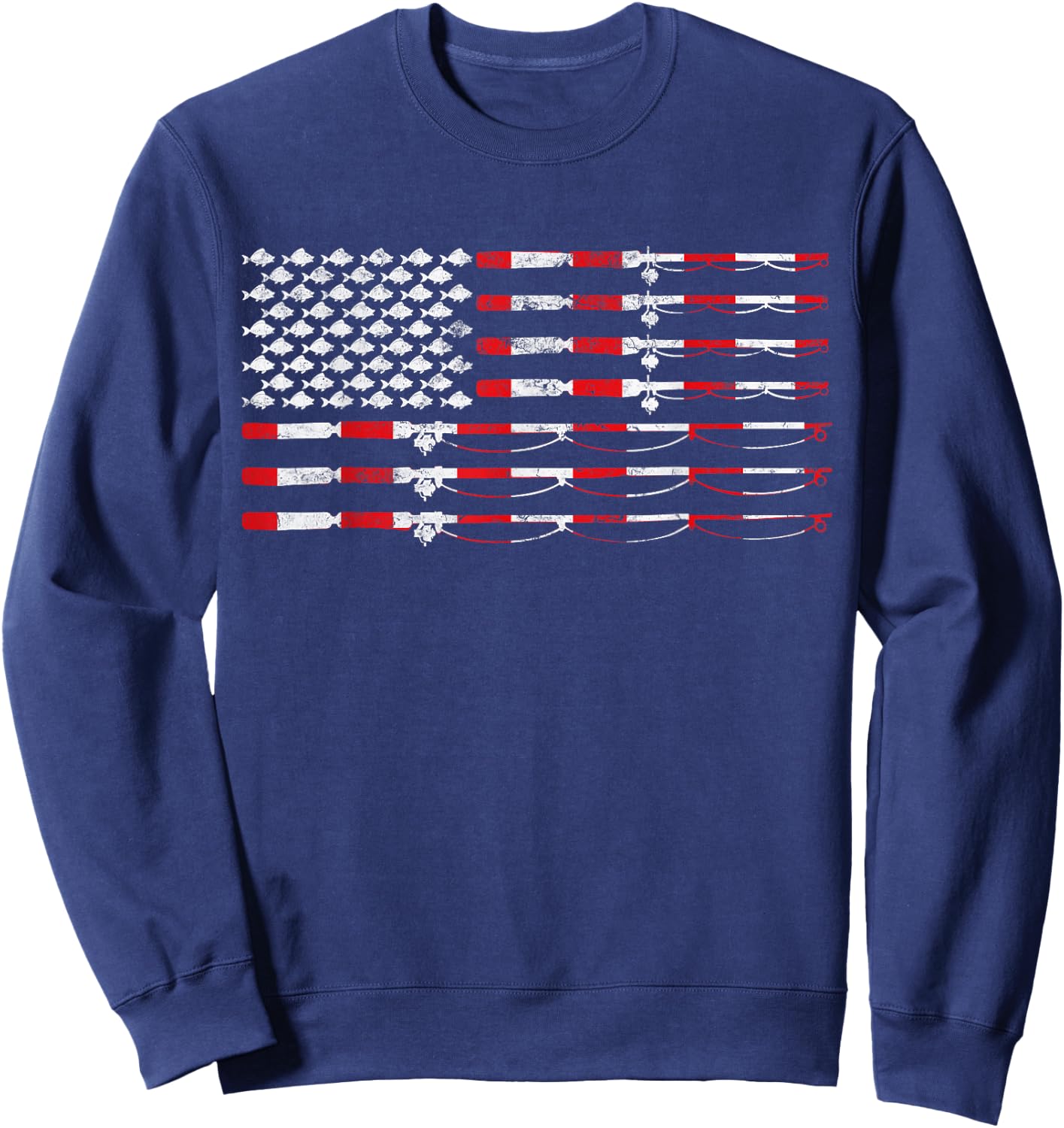 Fishing Fly Rod American Flag Gift Fisherman Small Sweatshirt - Sweatshirt | Navy