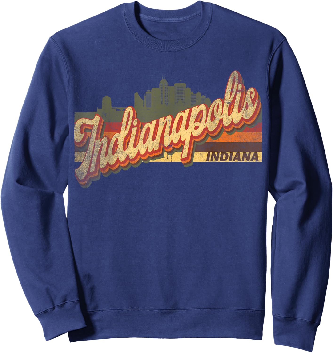 Indianapolis, Indiana Retro Vintage 70s 80s Distressed Sweatshirt - Sweatshirt | Navy