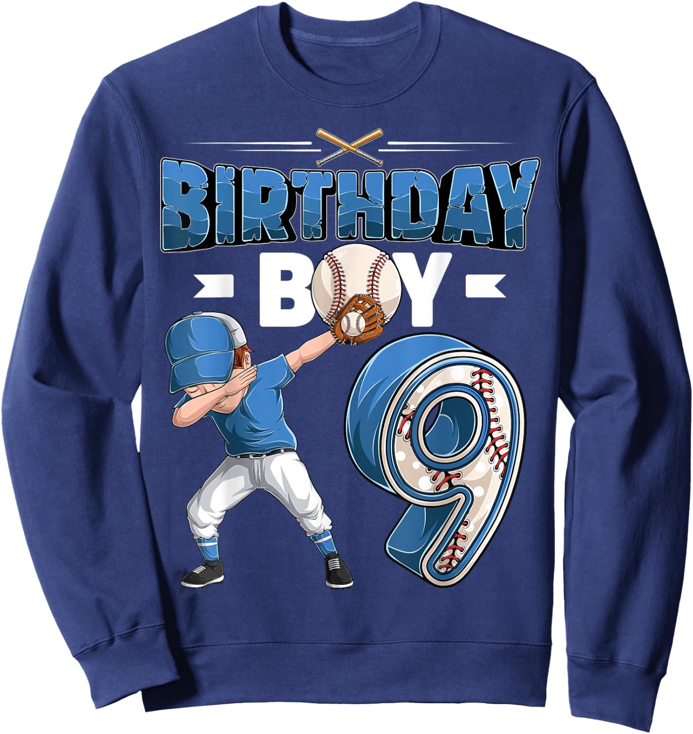 Dabbing boy 9 Year Old Baseball Player 9th Birthday Party Sweatshirt - Sweatshirt | Navy