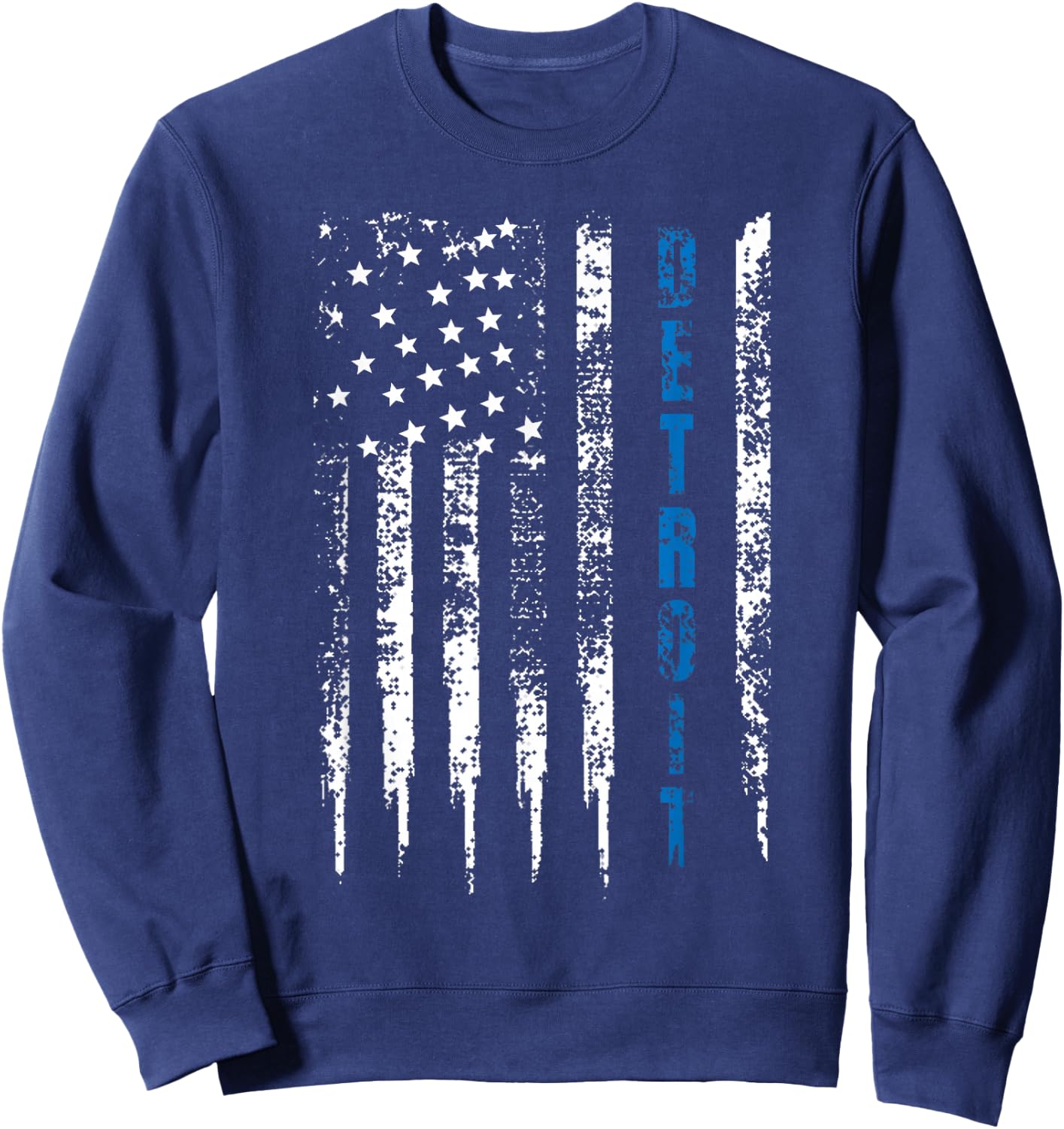 Thin Line Blue Detroit Distressed National Police Week Sweatshirt - Sweatshirt | Navy