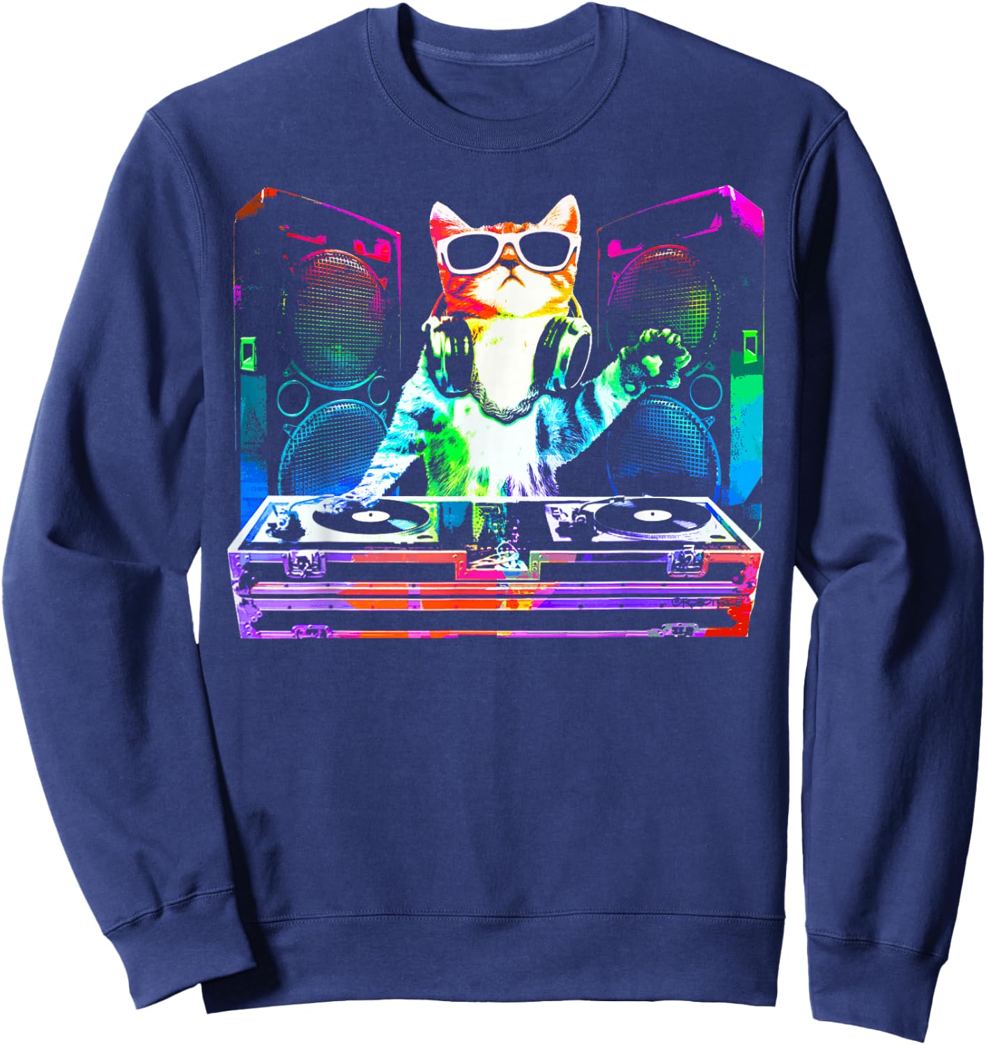 House CAT (New DJ Cat Kitty) Sweatshirt - Sweatshirt | Navy