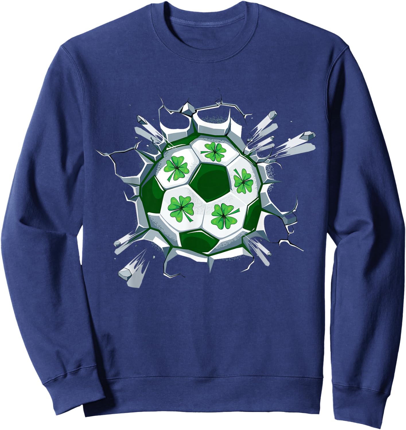 Soccer St Patricks Day Leprechaun Shamrock Boys Kids Sweatshirt - Sweatshirt | Navy