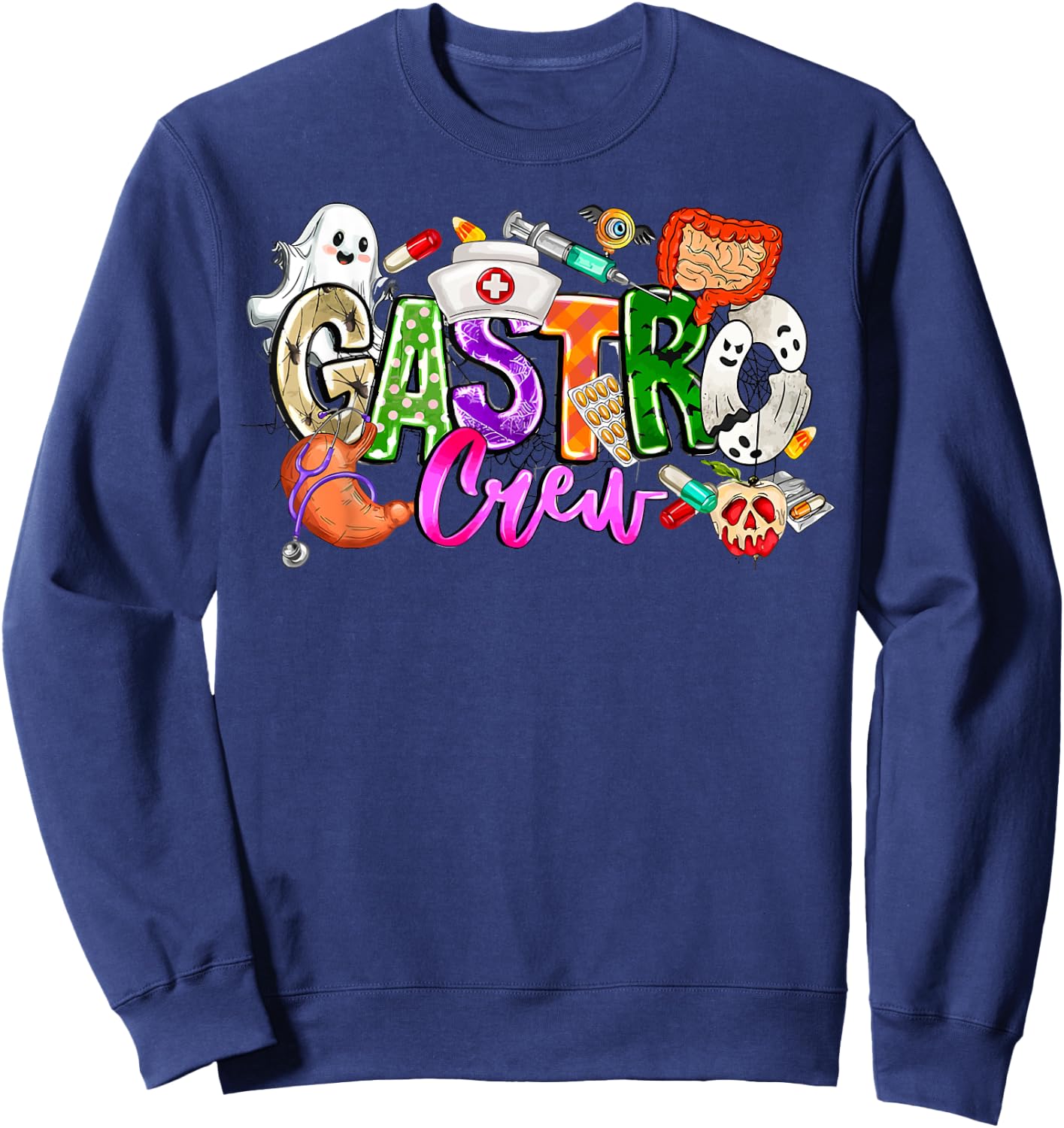 Gastro Crew Gastroenterology Nurse Funny Halloween gi nurse Sweatshirt - Sweatshirt | Navy