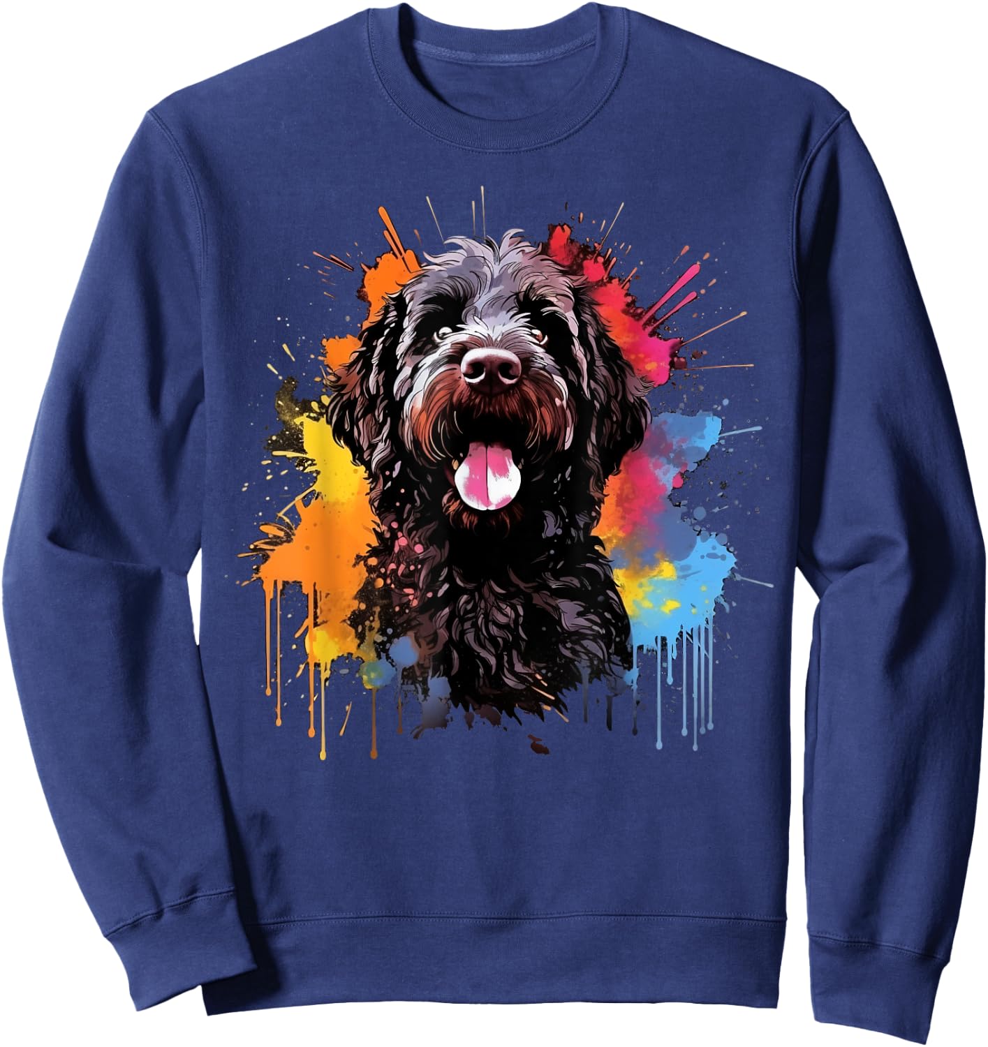 Colorful Portuguese Water dog Sweatshirt - Sweatshirt | Navy