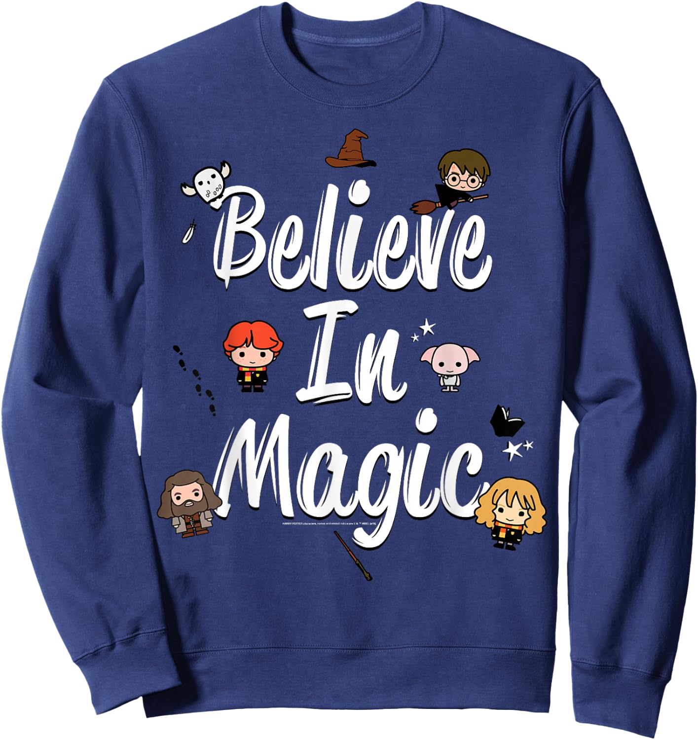 Harry Potter Believe In Magic Cute Cartoon Text Sweatshirt - Sweatshirt | Navy