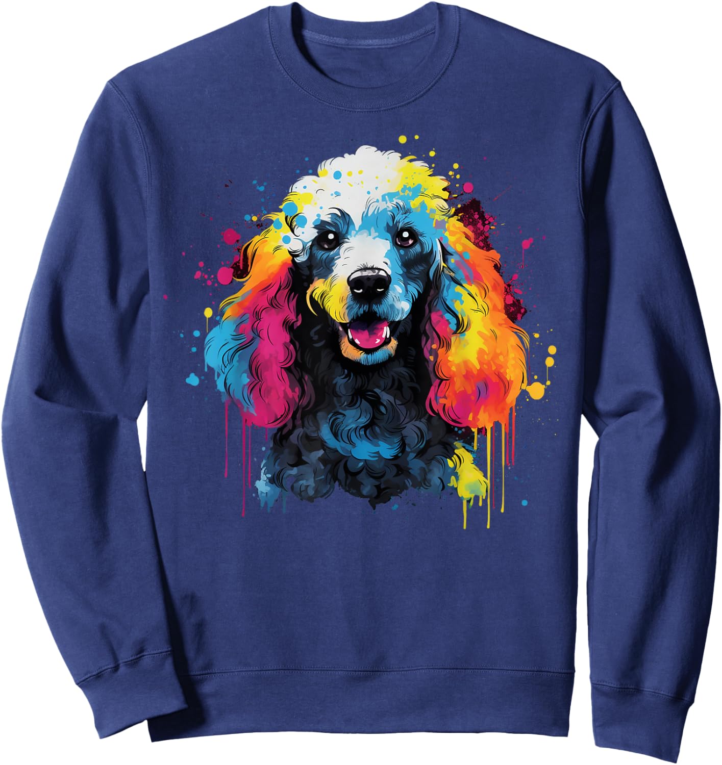 Colorful Poodle Dog Sweatshirt - Sweatshirt | Navy