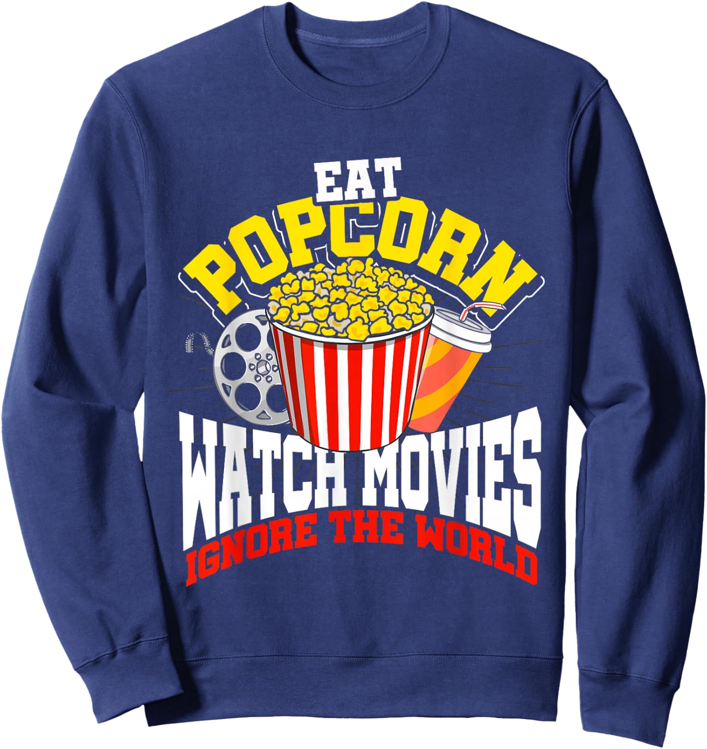 Retro Movie Night Gift Film Food Lover Popcorn Sweatshirt - Sweatshirt | Navy