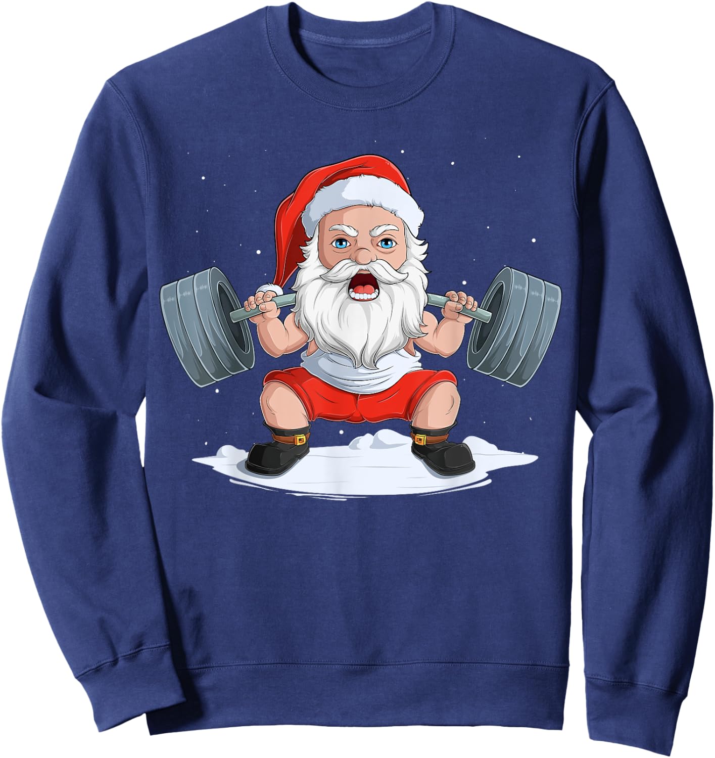 XMAS Christmas Santa Claus Weight Lifter Powerlifting Sweatshirt - Sweatshirt | Navy