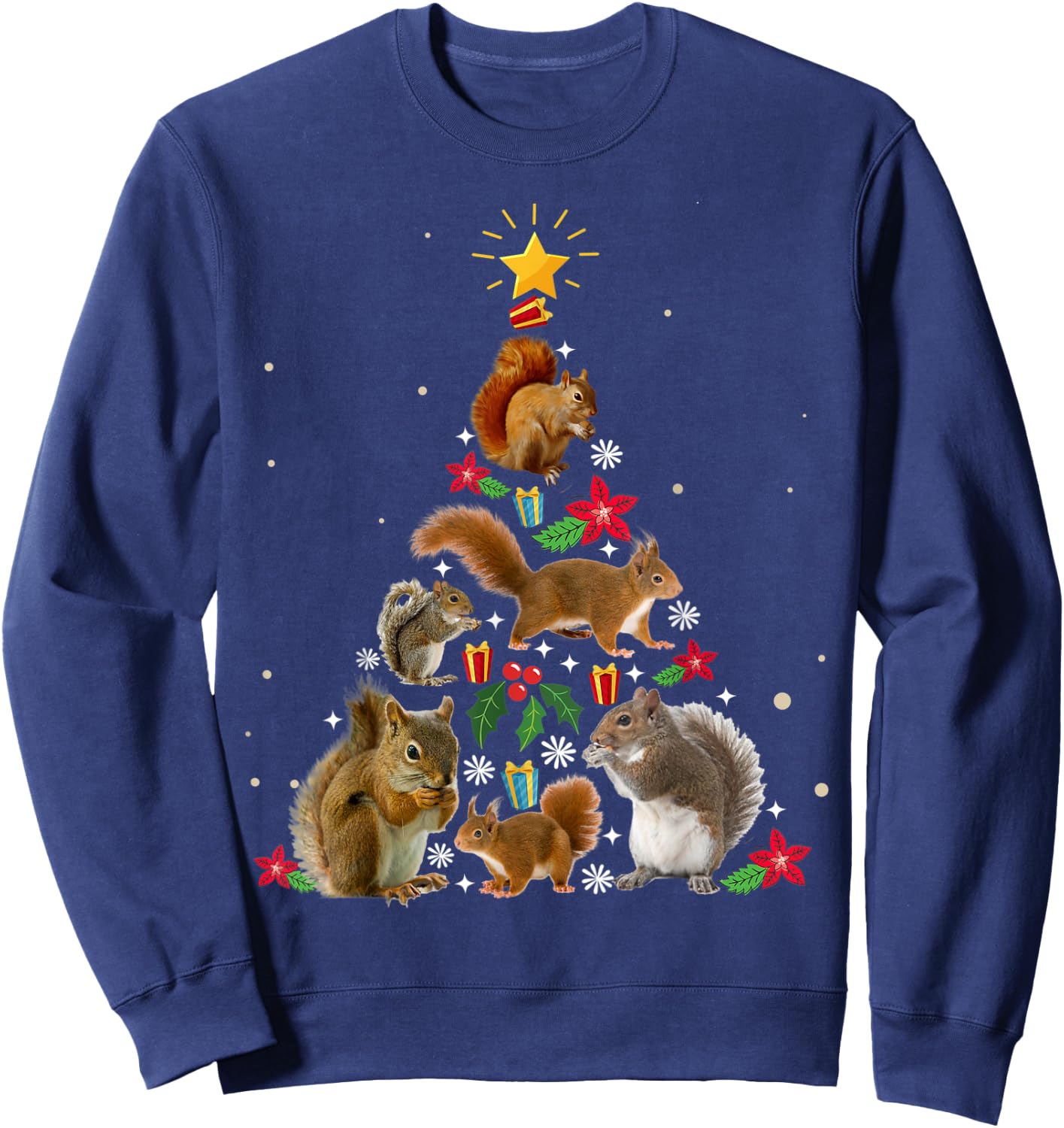 Squirrel Christmas Tree Shirt Sweatshirt - Sweatshirt | Navy