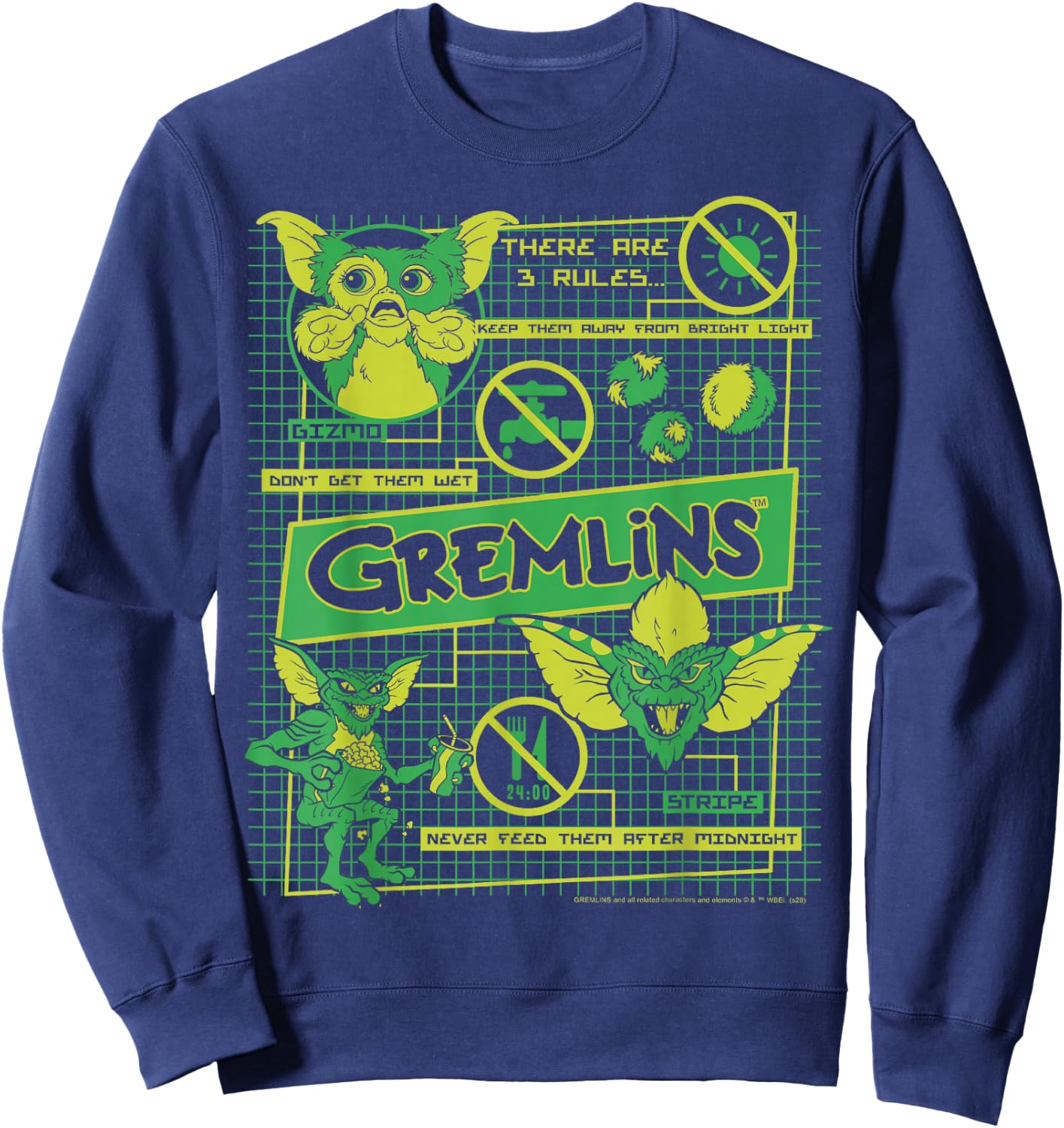 Gremlins Three Rules Schematics Sweatshirt - Sweatshirt | Navy