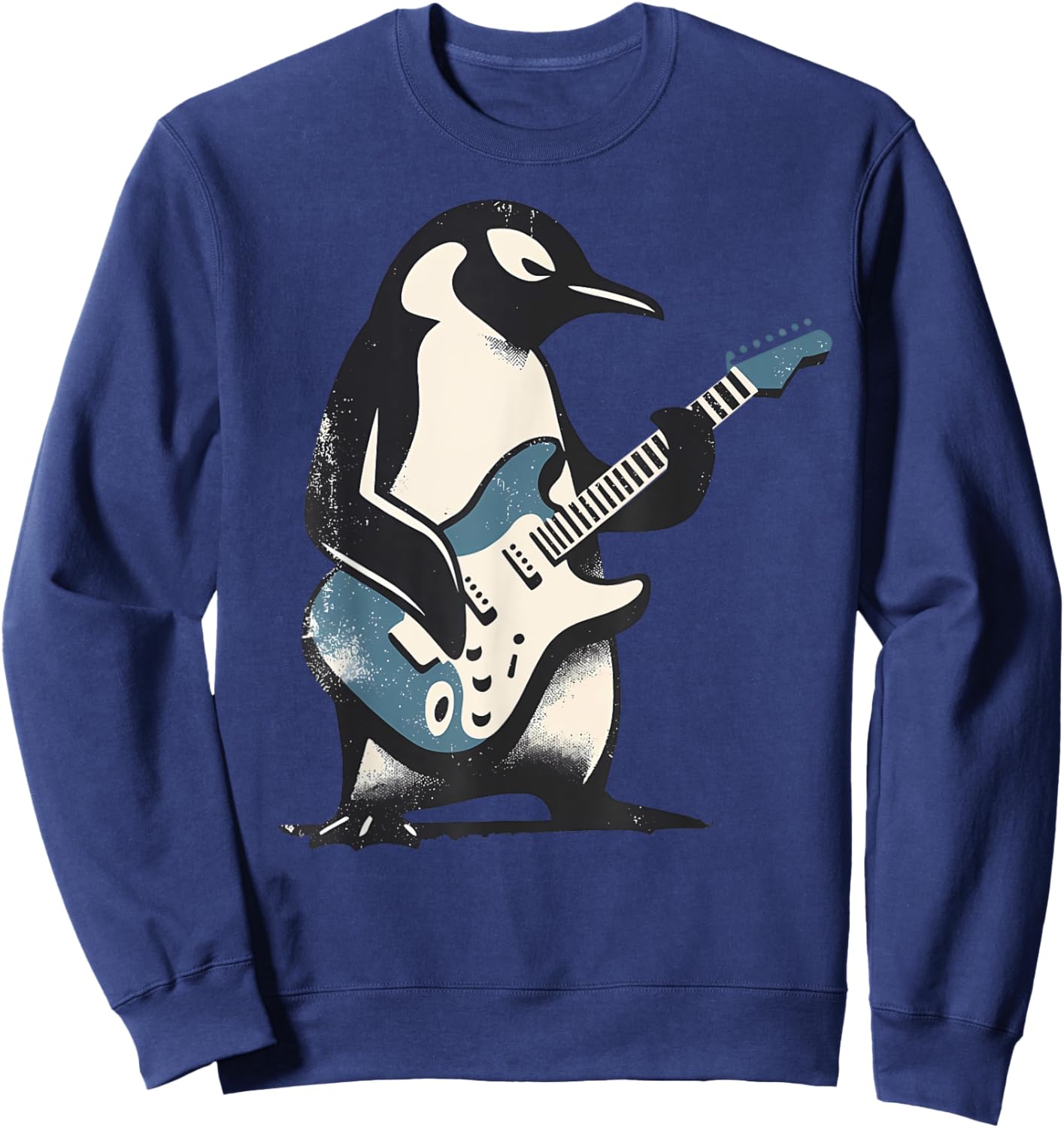 Cool Penguin Playing Guitar Music Lover Penguin Guitar Funny Sweatshirt - Sweatshirt | Navy