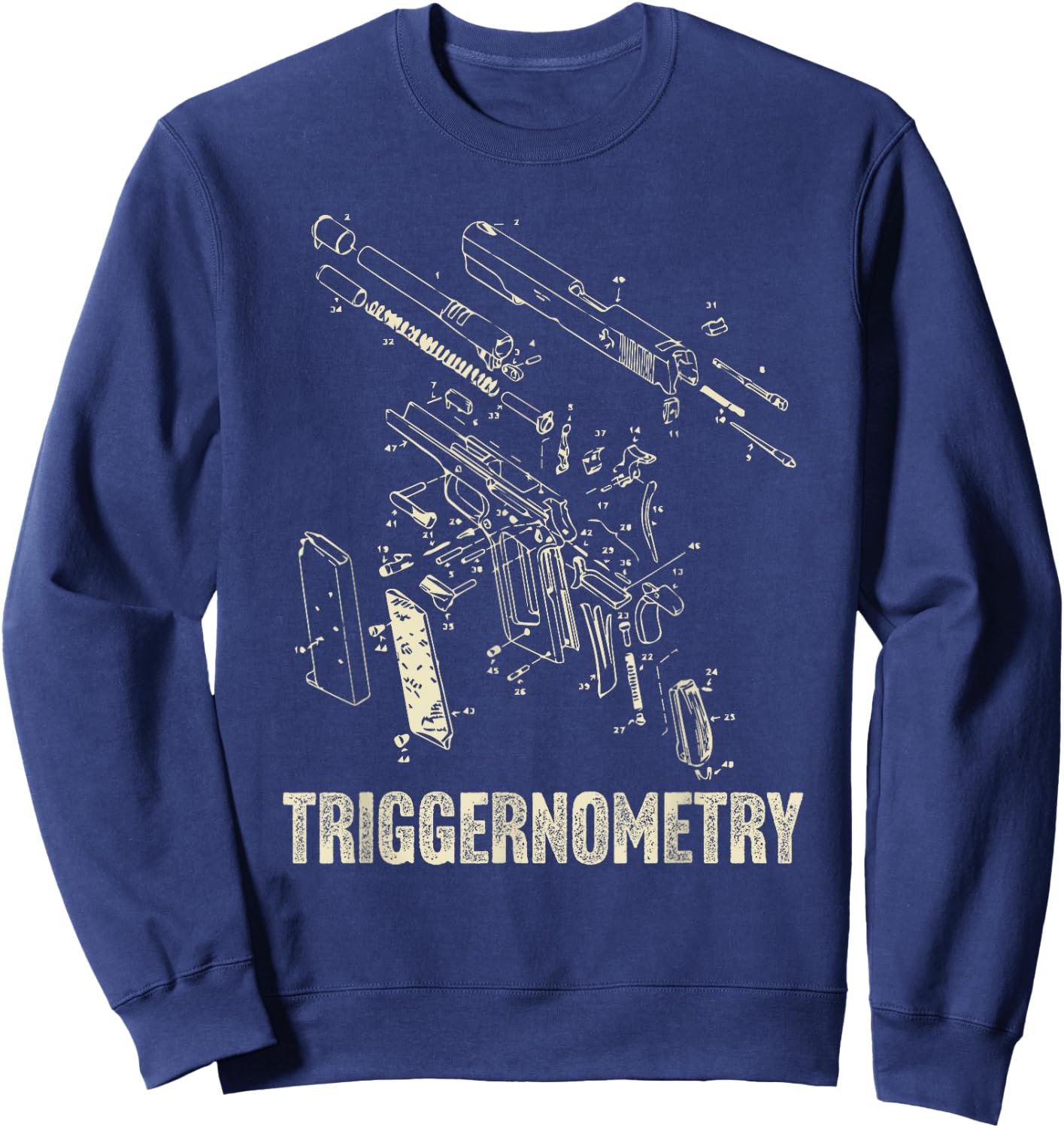 Triggernometry 2A 2nd Second Amendment Patent Drawing Sweatshirt - Sweatshirt | Navy