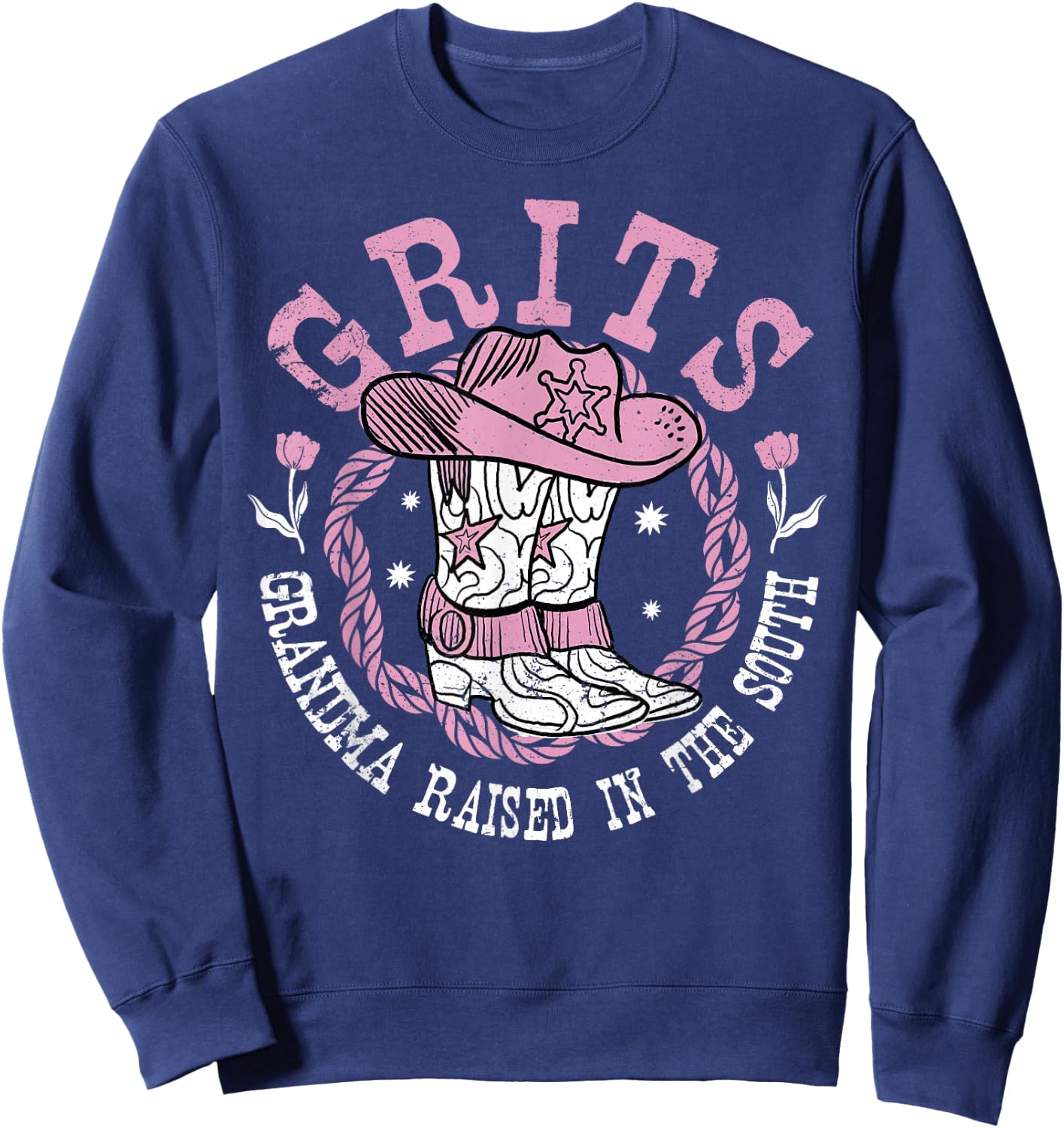 Grandma Raised In The South Grandma Southern Grits Sweatshirt - Sweatshirt | Navy
